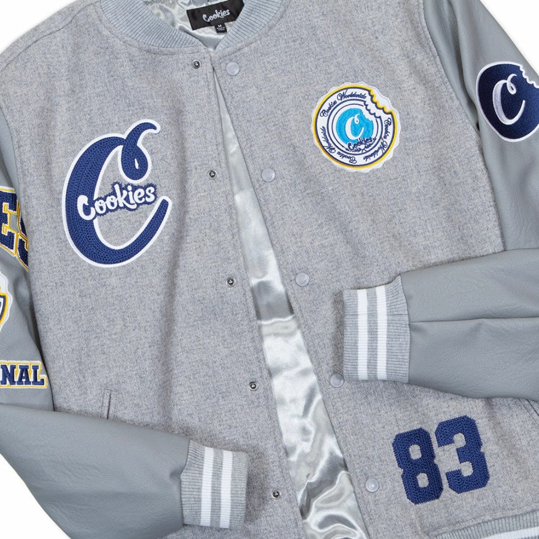 Cookies Double Up Wool Letterman Jacket (Heather Grey) 1561O6078 - Image 3