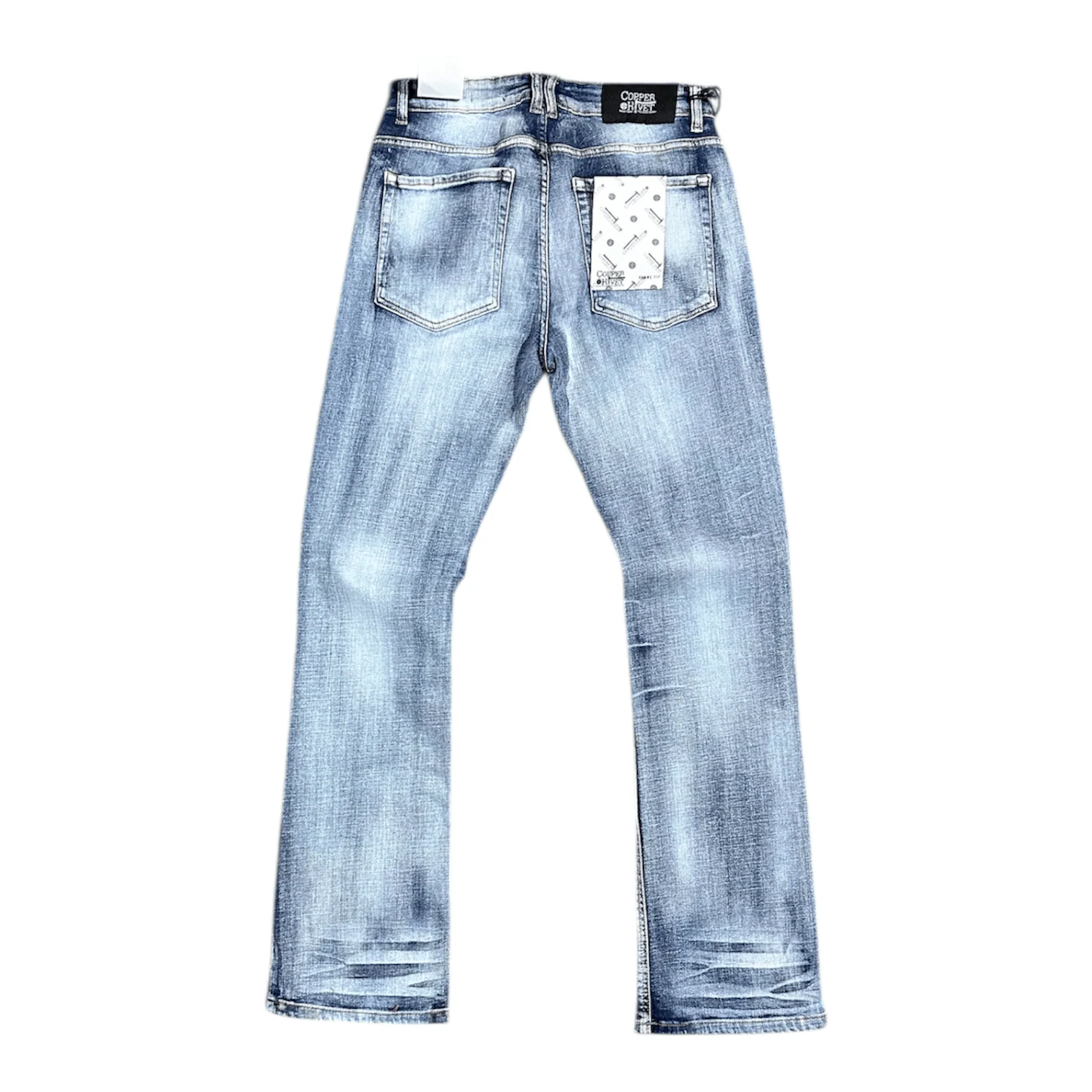 Copper Rivet Flare Fit Denim Jean (Dark Sand Blue) 533018-DSB - Image 2