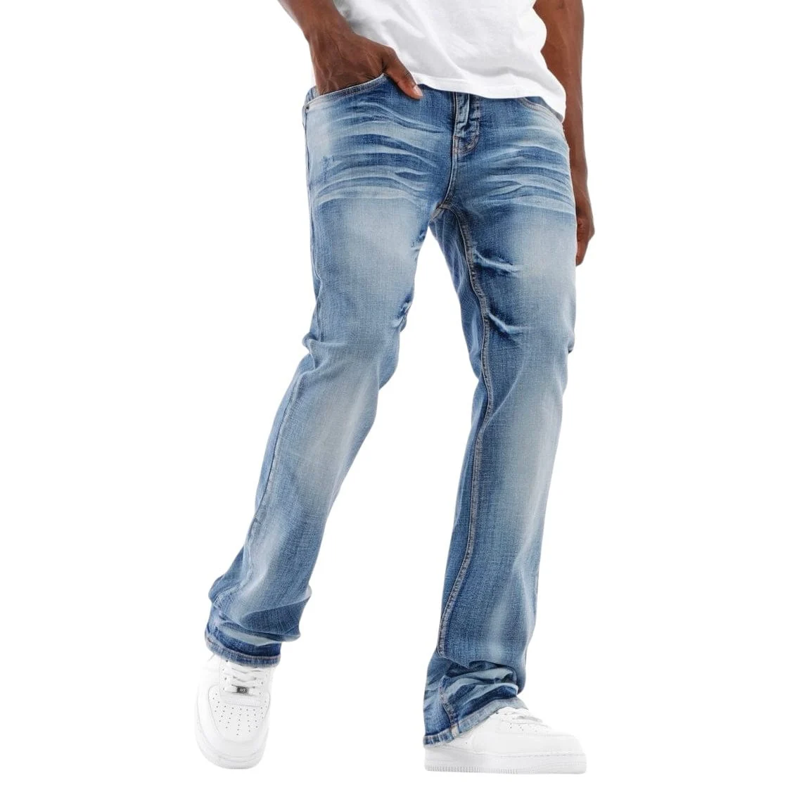 Copper Rivet Flare Fit Denim Jean (Light Sand Blue) 533018-LSB - Image 2
