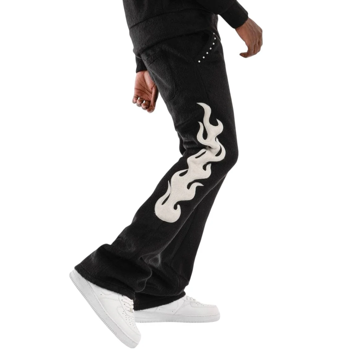 Copper Rivet Pearled Mohair Full Zip Hoodie & Pants Set (Black) - Image 10