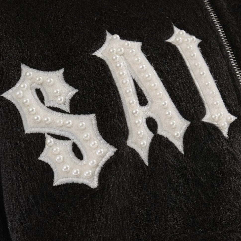 Copper Rivet Pearled Mohair Full Zip Hoodie & Pants Set (Black) - Image 6