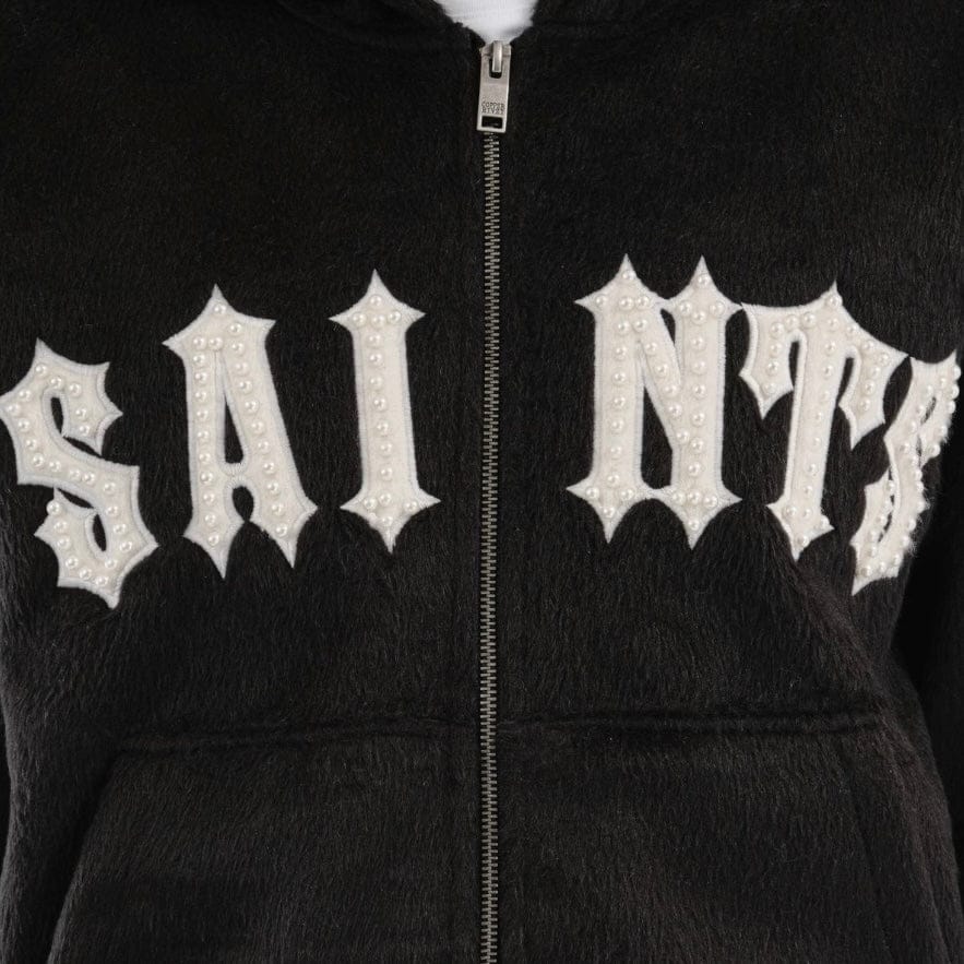 Copper Rivet Pearled Mohair Full Zip Hoodie & Pants Set (Black) - Image 7
