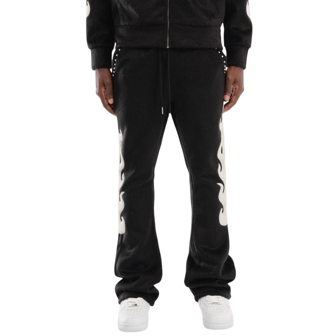 Copper Rivet Pearled Mohair Full Zip Hoodie & Pants Set (Black) - Image 8