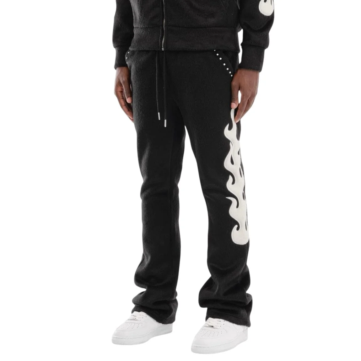 Copper Rivet Pearled Mohair Full Zip Hoodie & Pants Set (Black) - Image 9