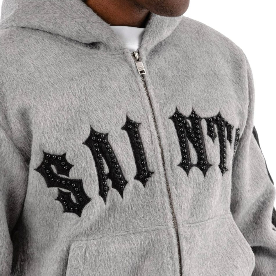 Copper Rivet Pearled Mohair Full Zip Hoodie & Pants Set (Gray) - Image 5