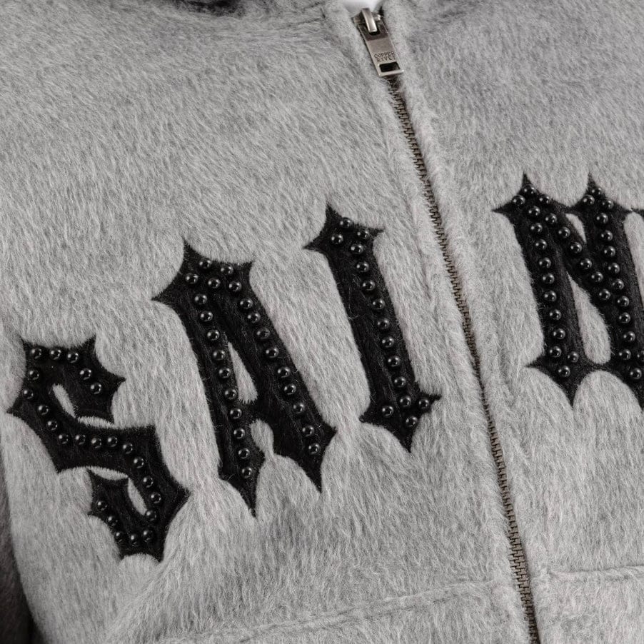 Copper Rivet Pearled Mohair Full Zip Hoodie & Pants Set (Gray) - Image 6