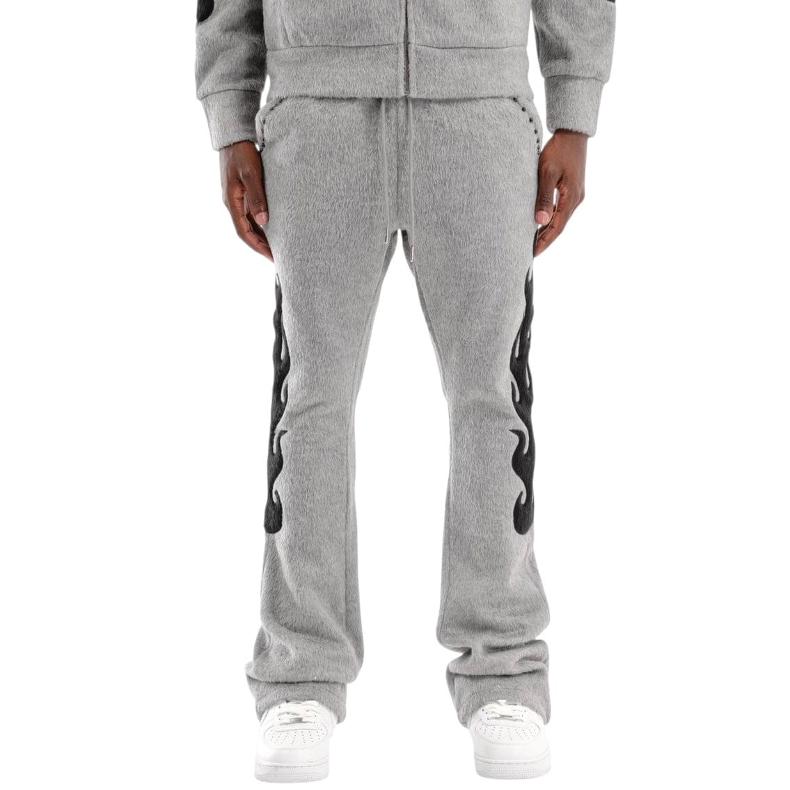 Copper Rivet Pearled Mohair Full Zip Hoodie & Pants Set (Gray) - Image 7
