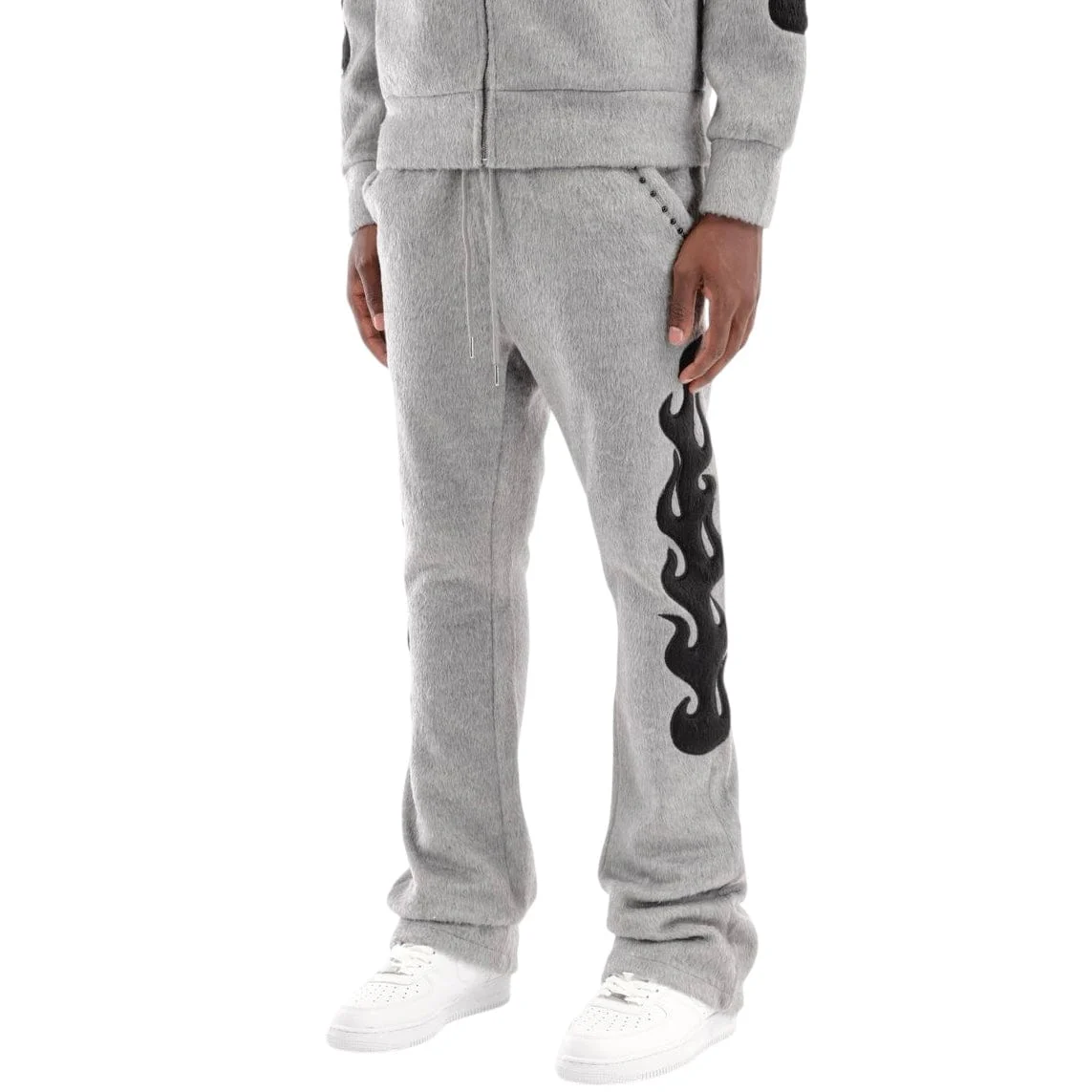 Copper Rivet Pearled Mohair Full Zip Hoodie & Pants Set (Gray) - Image 8