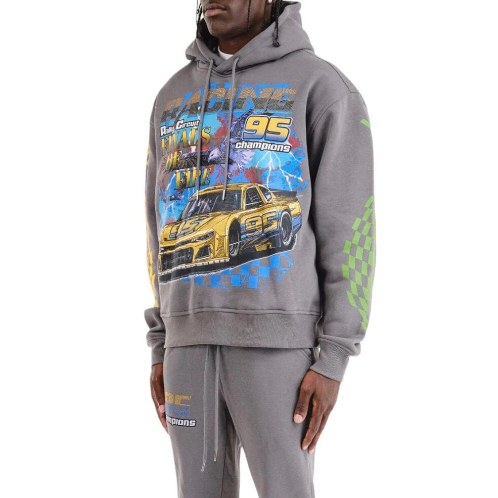 Copper Rivet Racing Cropped Hoodie (Grey) 431083-GY - Image 2