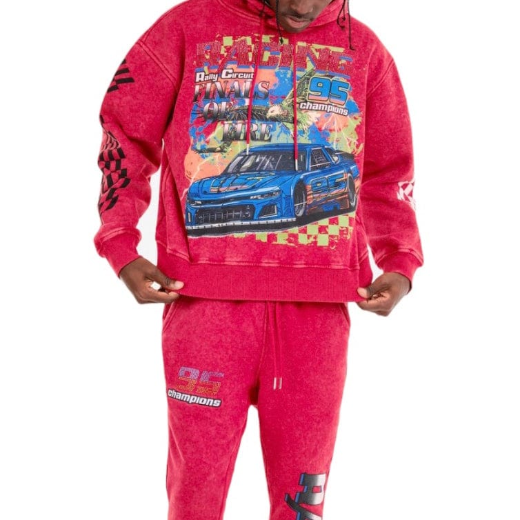 Copper Rivet Racing Cropped Hoodie (Red) 431083-RD - Image 2