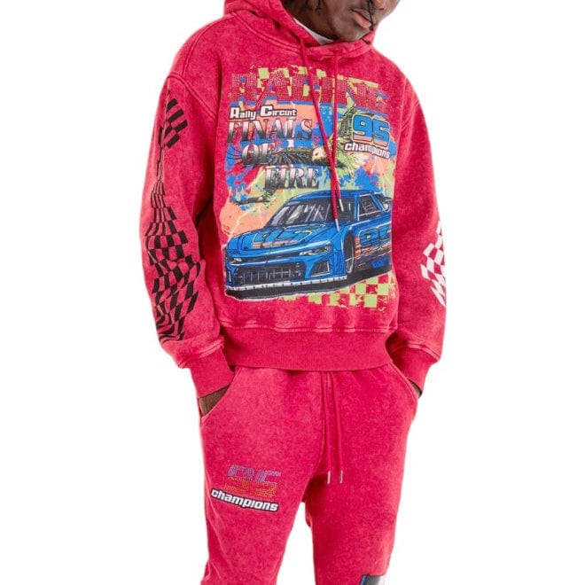 Copper Rivet Racing Cropped Hoodie (Red) 431083-RD - Image 3