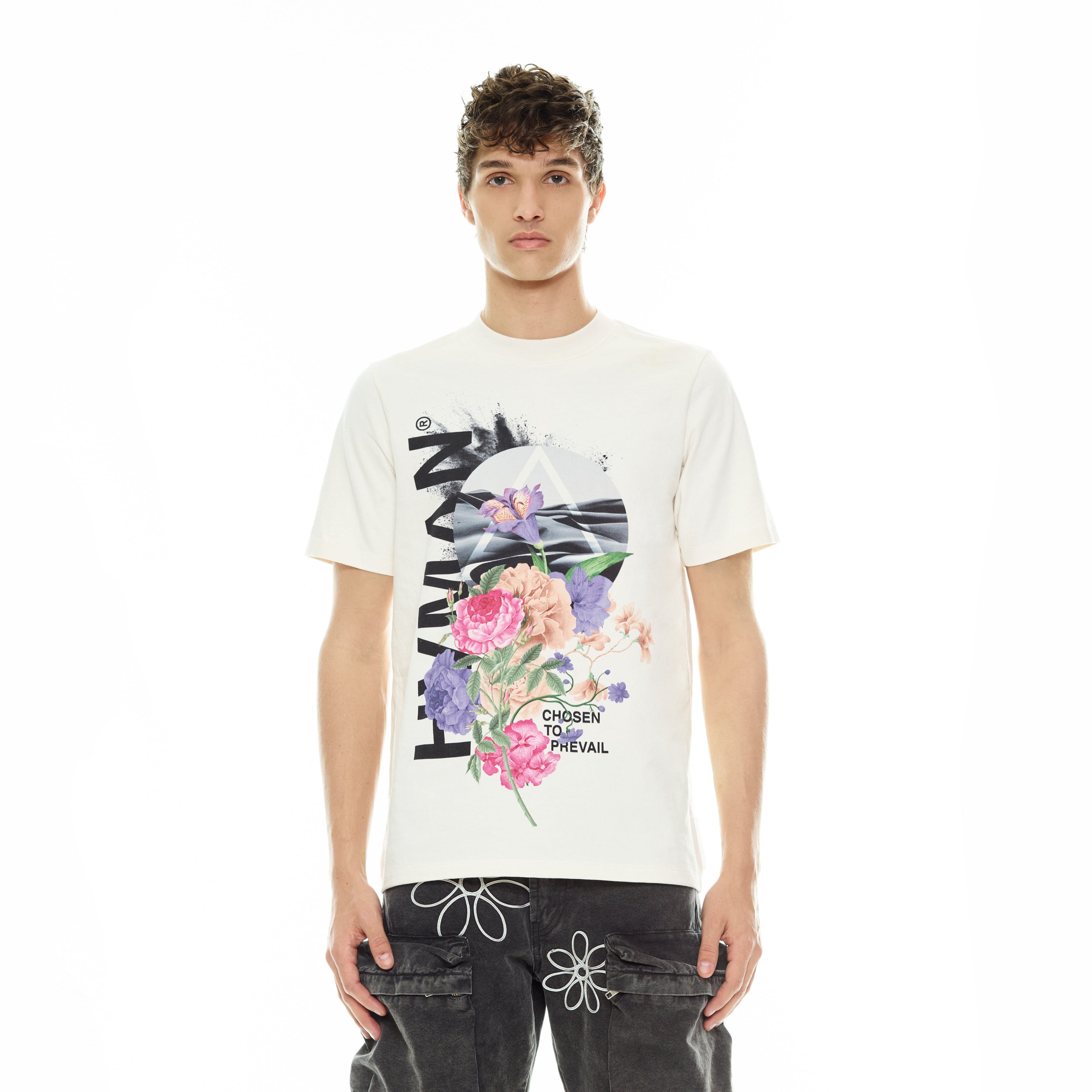CREW NECK TEE "FLORAL" IN CLOUD - Image 2