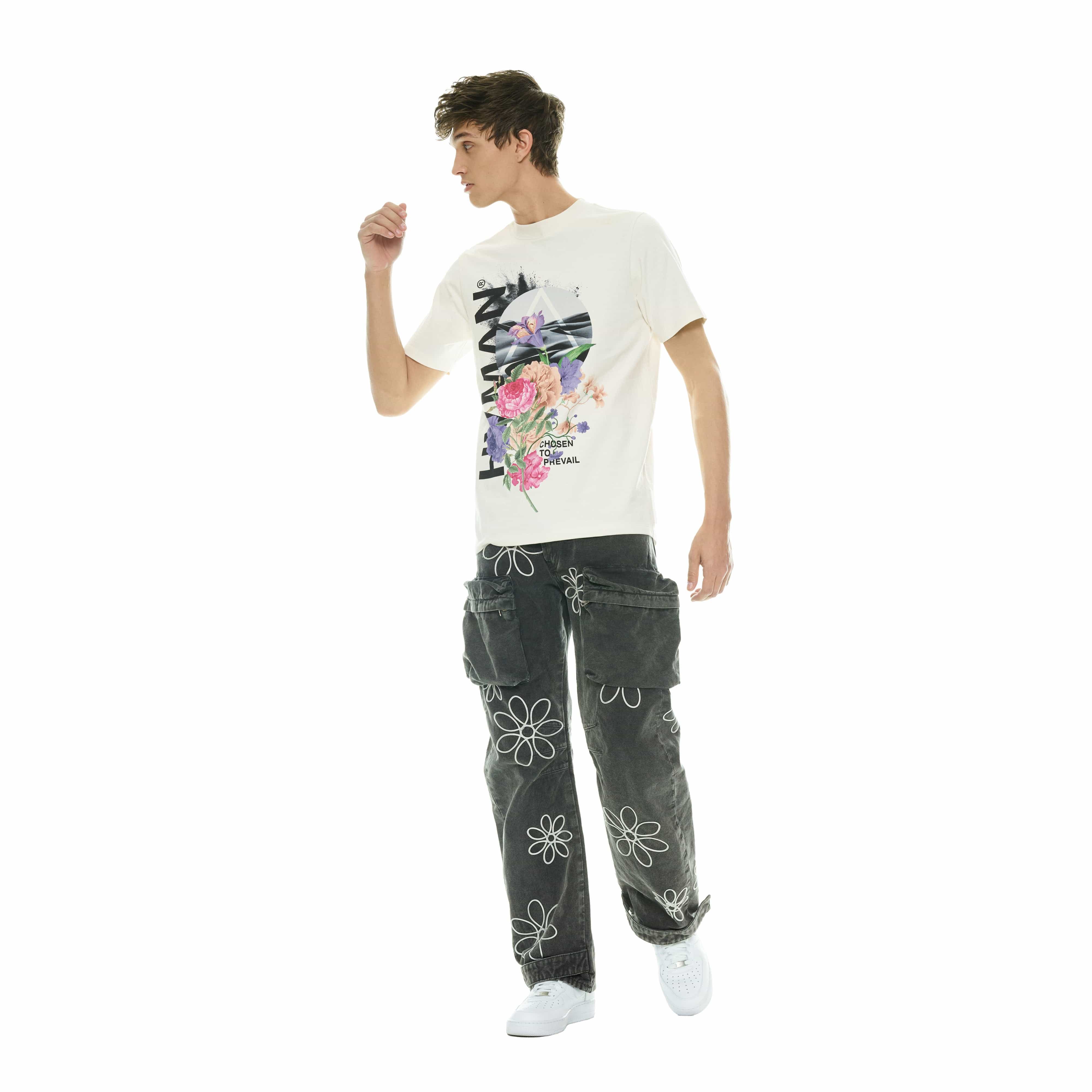 CREW NECK TEE "FLORAL" IN CLOUD - Image 4