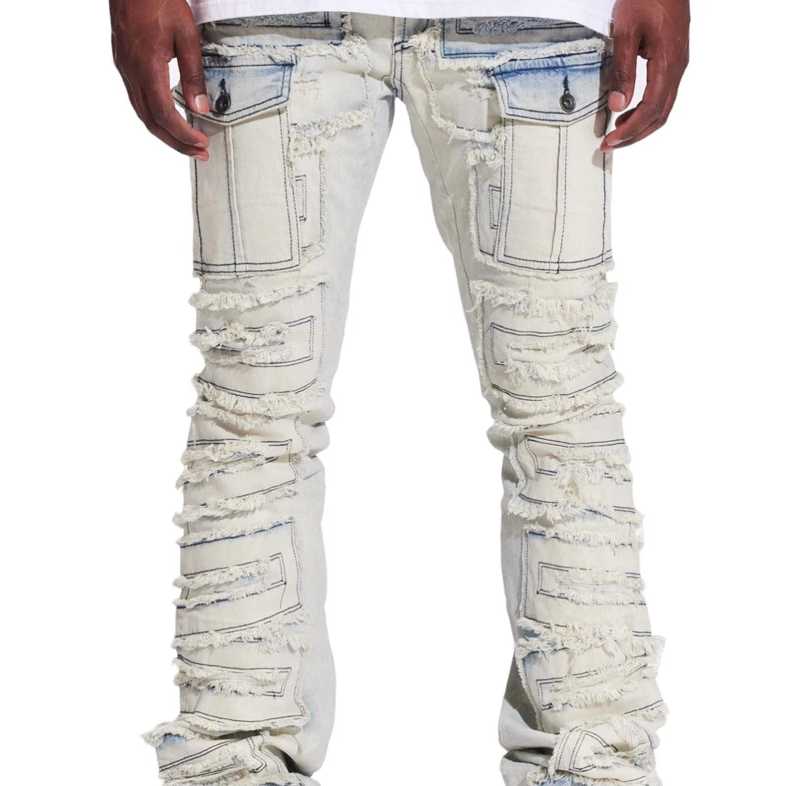 Crysp Fray Cargo Flare Denim (Vintage Acid) CRYF24-126 - Image 5