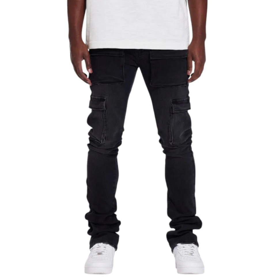 Crysp Jake Cargo Flare Denim Jean (Black) CRYSUM25-106