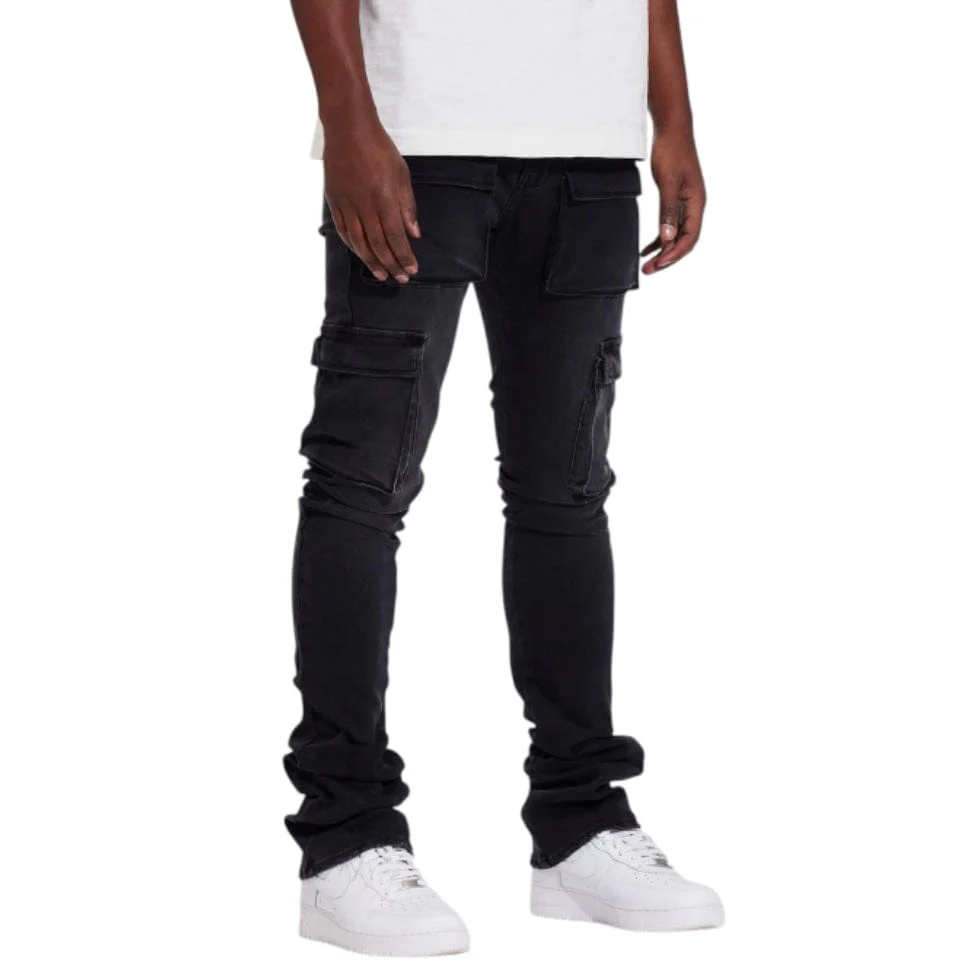 Crysp Jake Cargo Flare Denim Jean (Black) CRYSUM25-106 - Image 2