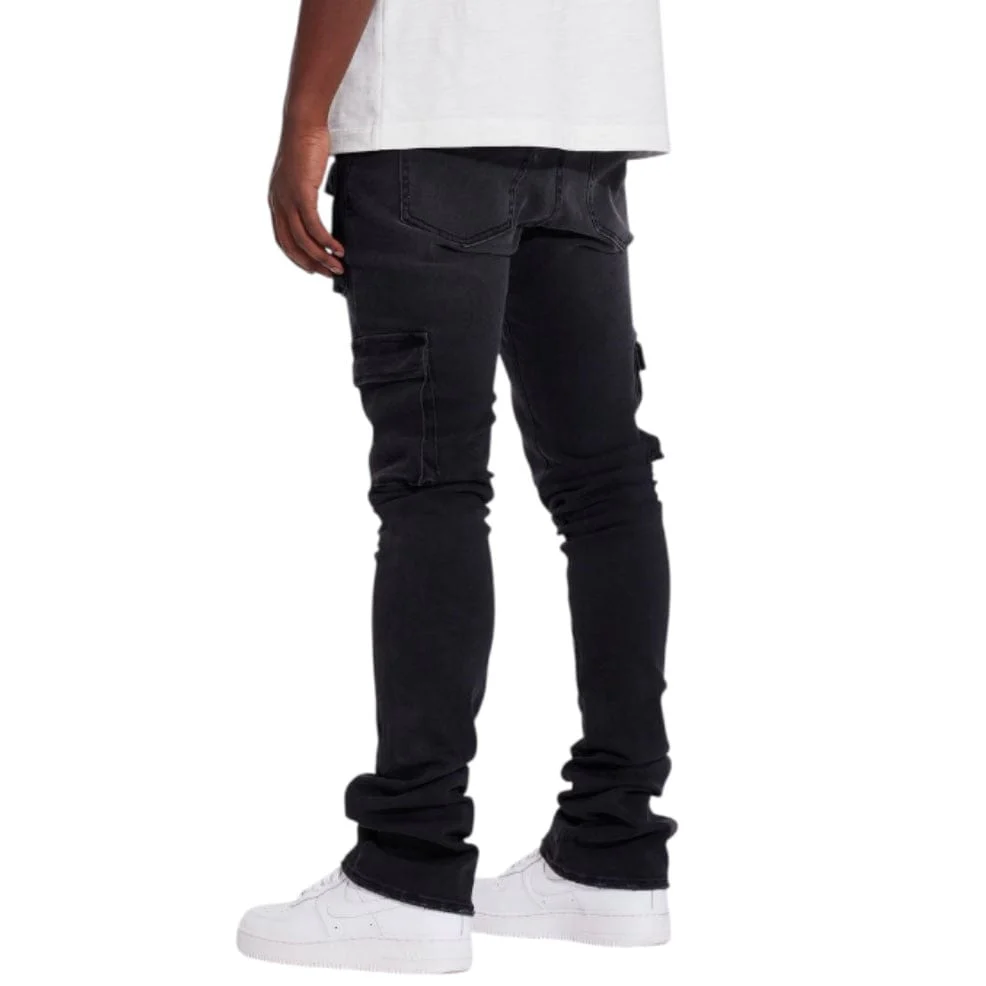 Crysp Jake Cargo Flare Denim Jean (Black) CRYSUM25-106 - Image 4