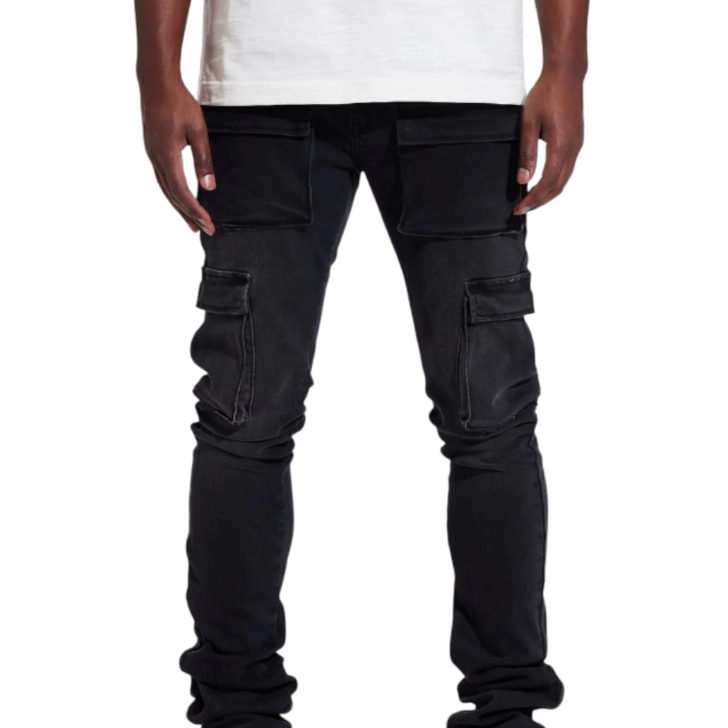 Crysp Jake Cargo Flare Denim Jean (Black) CRYSUM25-106 - Image 5