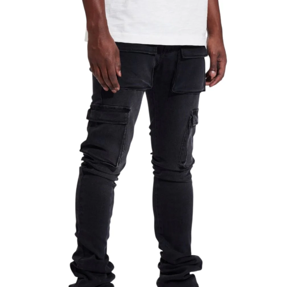 Crysp Jake Cargo Flare Denim Jean (Black) CRYSUM25-106 - Image 6