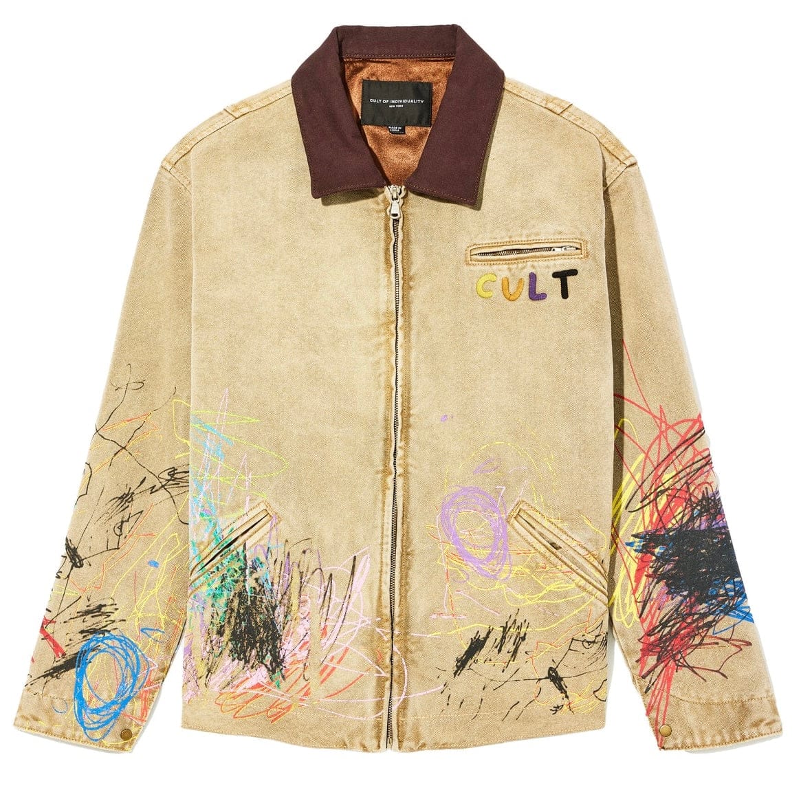 Cult Of Individuality Canvas Workwear Jacket (Scribble) 625B11-WJ95A - Image 4