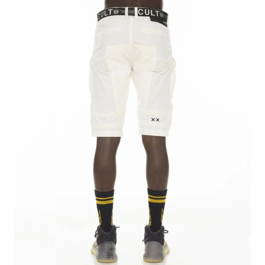 Cult Of Individuality Cargo Ridged Shorts (White) 622AC-CS08A - Image 2