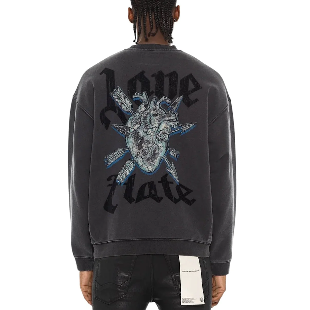 Cult Of Individuality Novelty Flc Crew Sweatshirt (Vintage Charcoal) 625B9-FC21A - Image 3