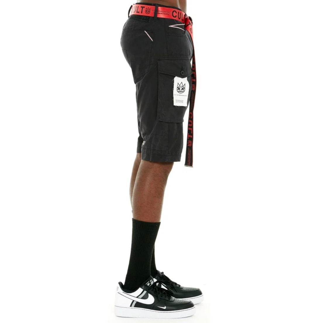 Cult Of Individuality Rocker Cargo Shorts Belted (Black) - Image 3