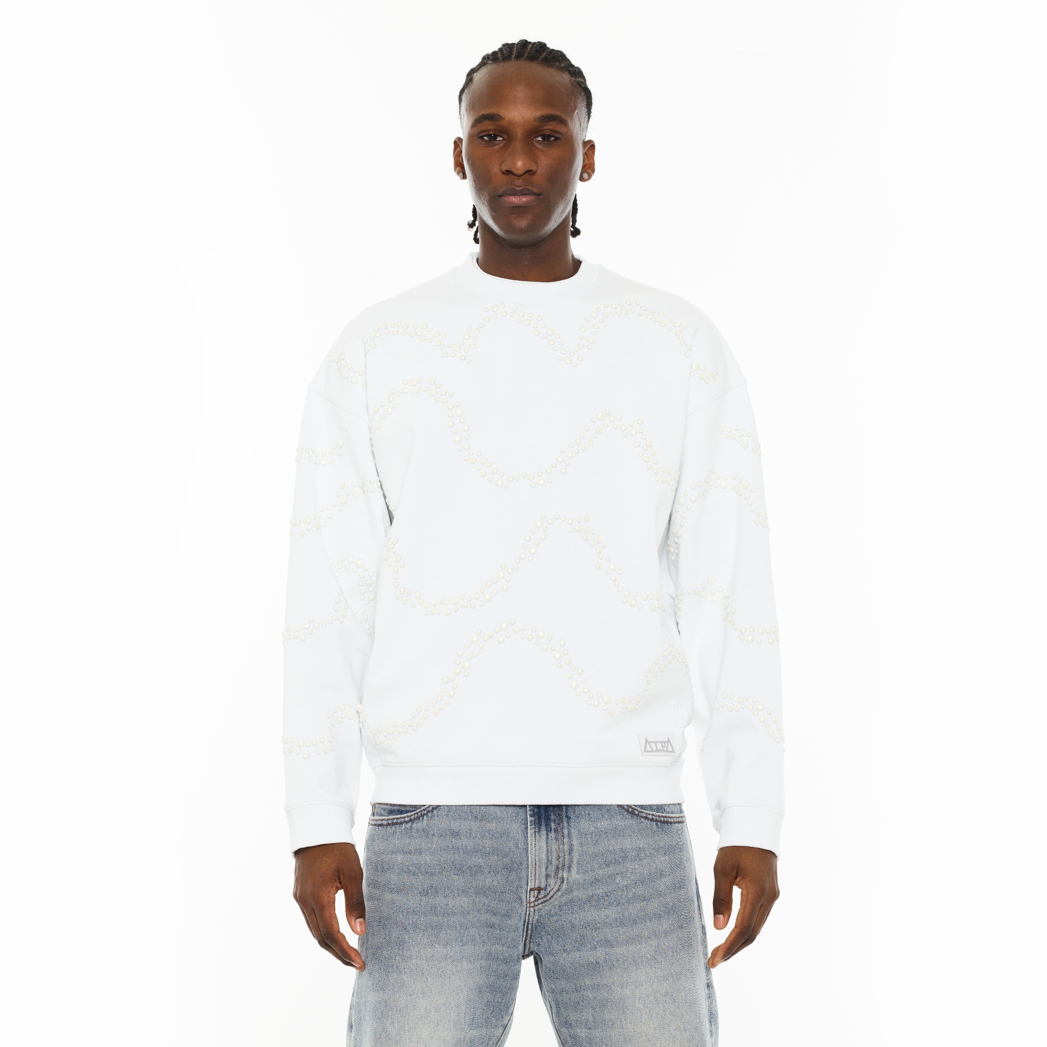 Cult x El Alfa Premium Crew Neck Fleece Sweatshirt in White