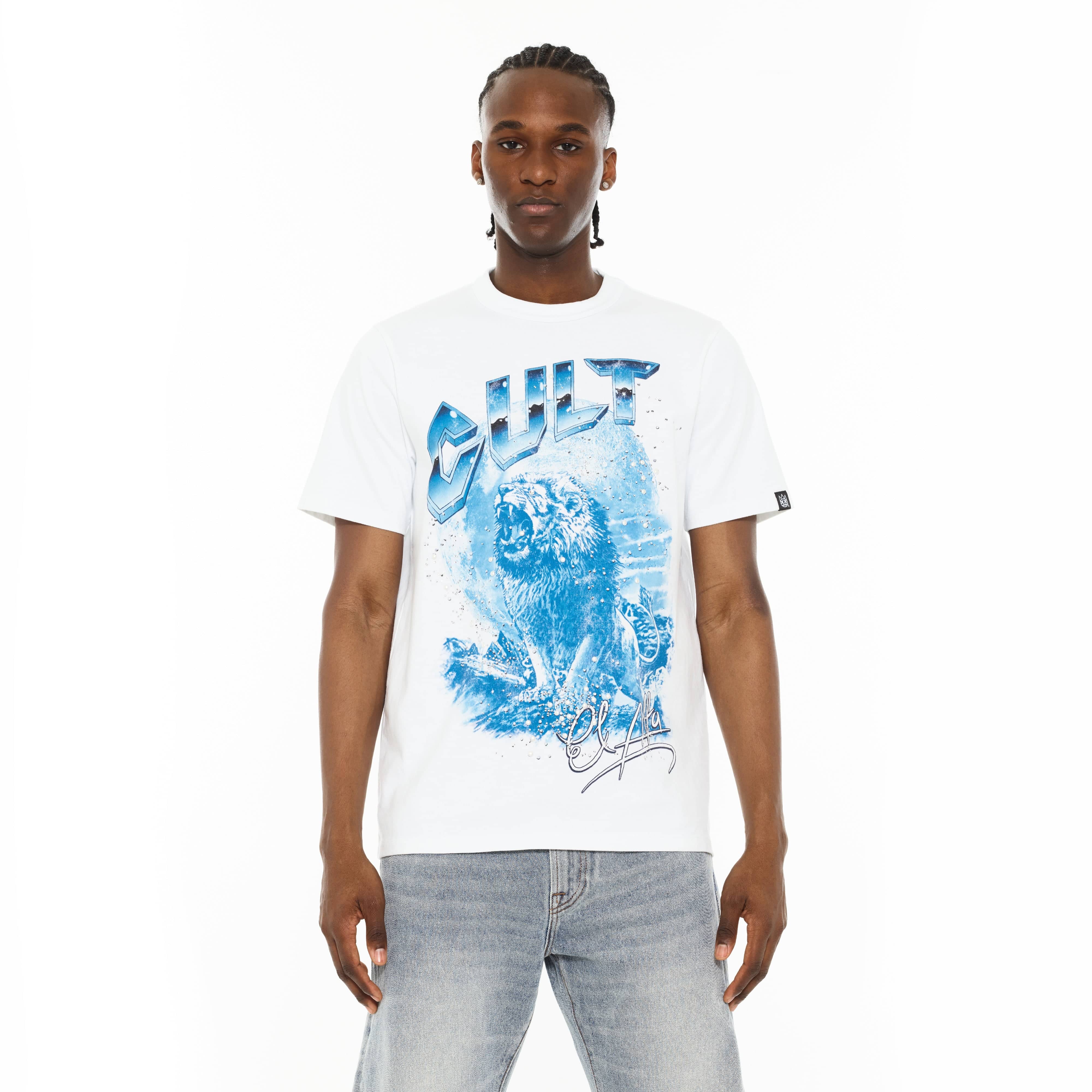 Cult x El Alfa Premium Crew Neck T-Shirt in White