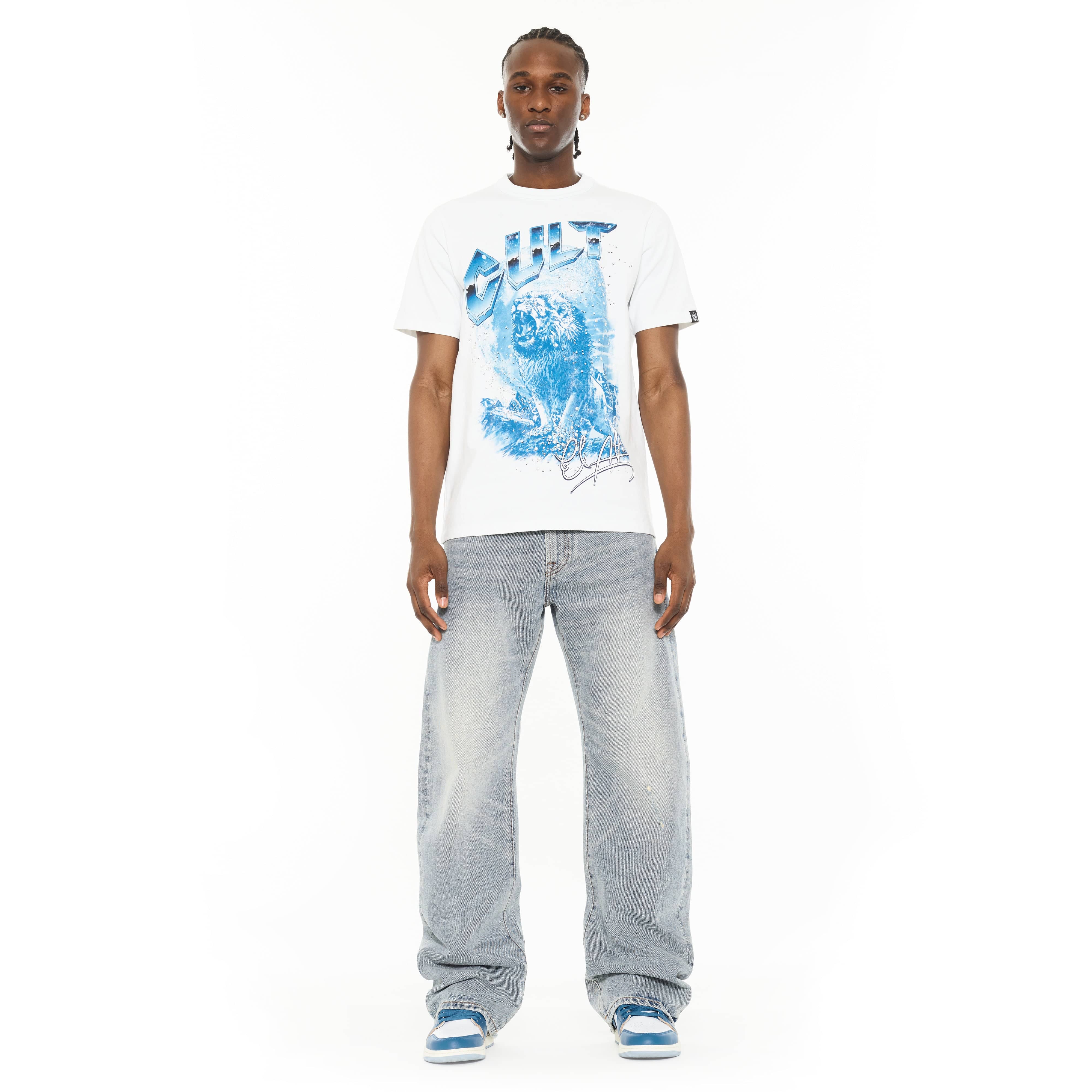 Cult x El Alfa Premium Crew Neck T-Shirt in White - Image 4