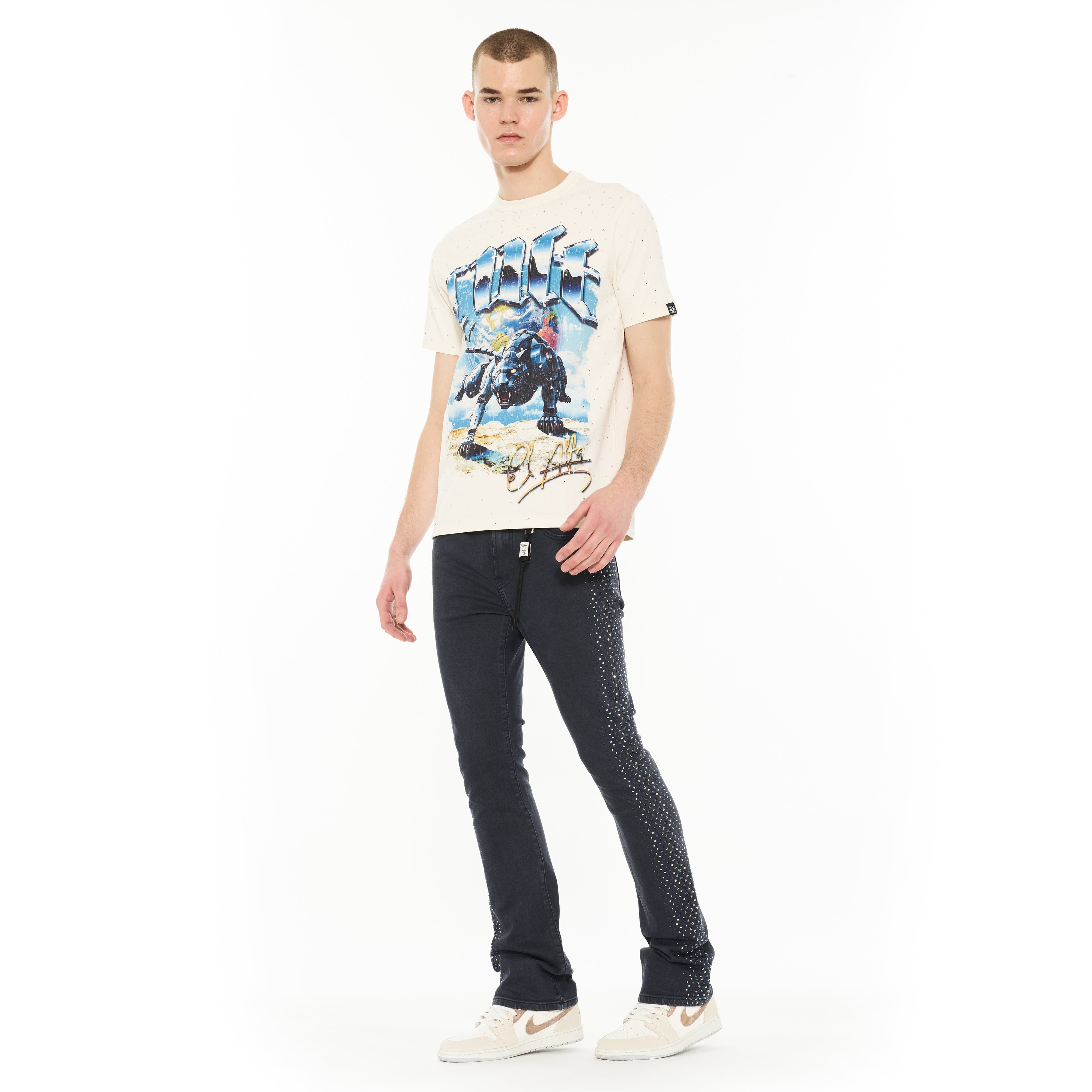 Cult x El Alfa Premium Short Sleeve Crew Neck Tee "Panther" in Winter White - Image 5