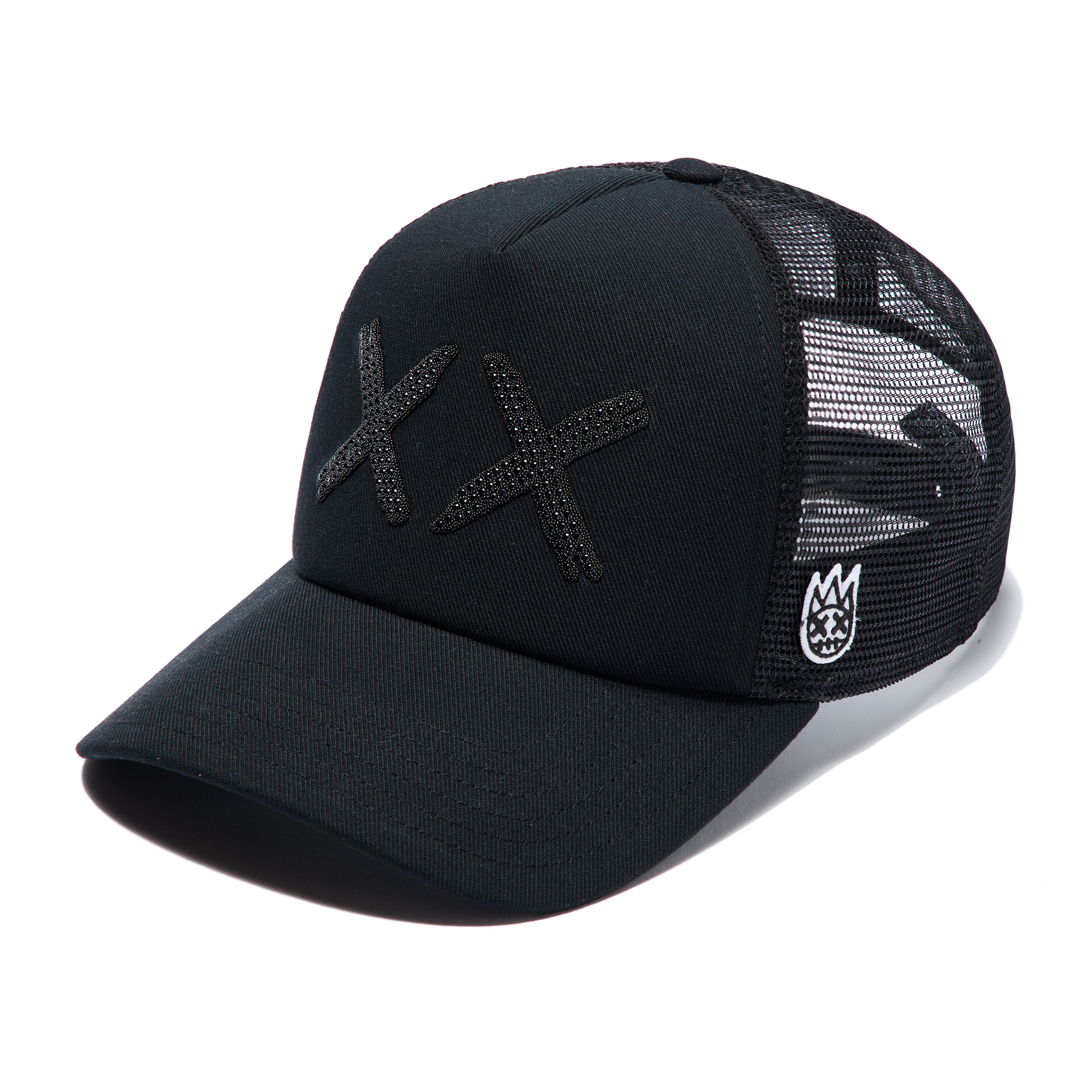Cult's Black Crystals Mesh Trucker Hat "XX" Logo In Black/Black - Image 2