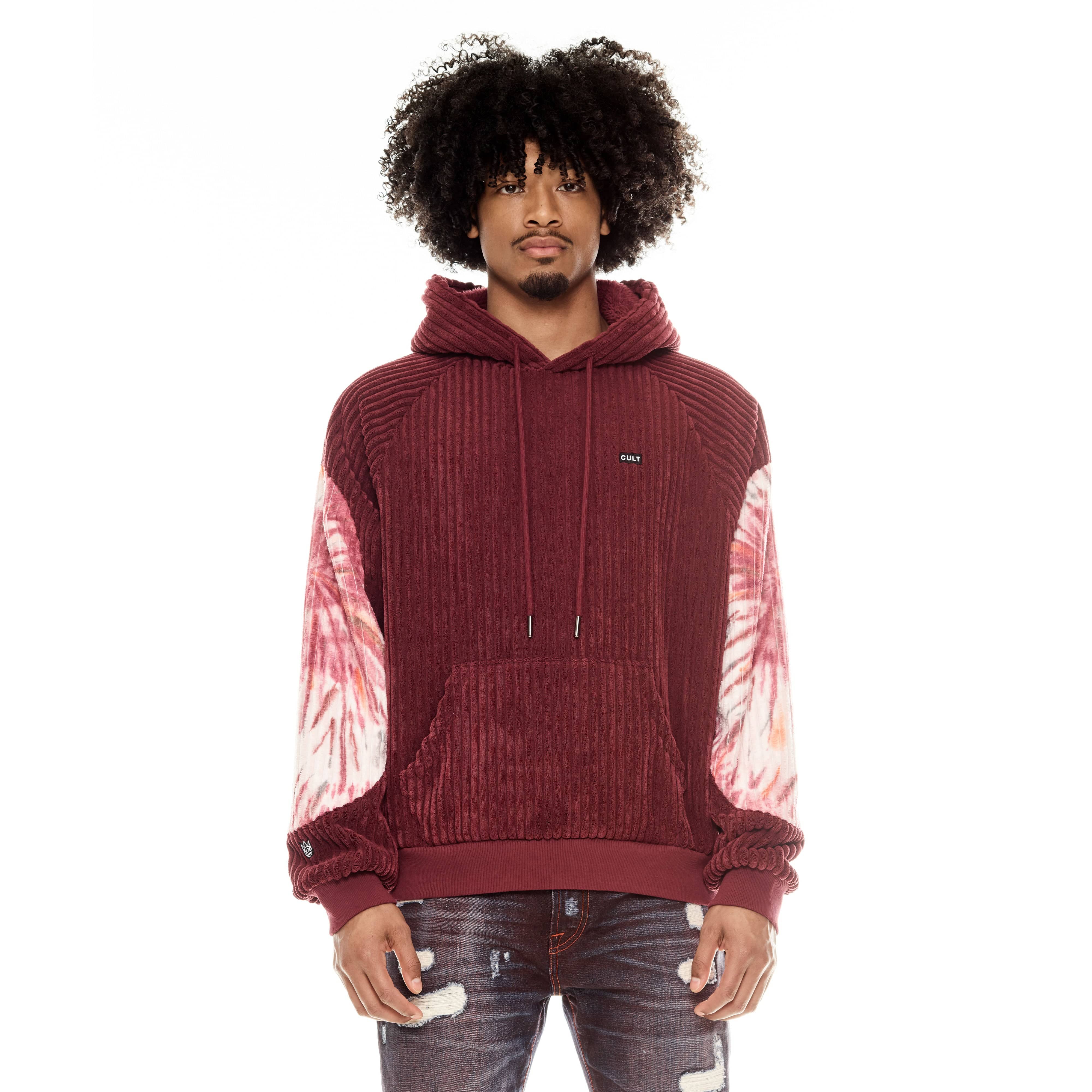 Cult's Burgundy Tye Dye Pullover Sweatshirt in Vintage Merlot - Image 2