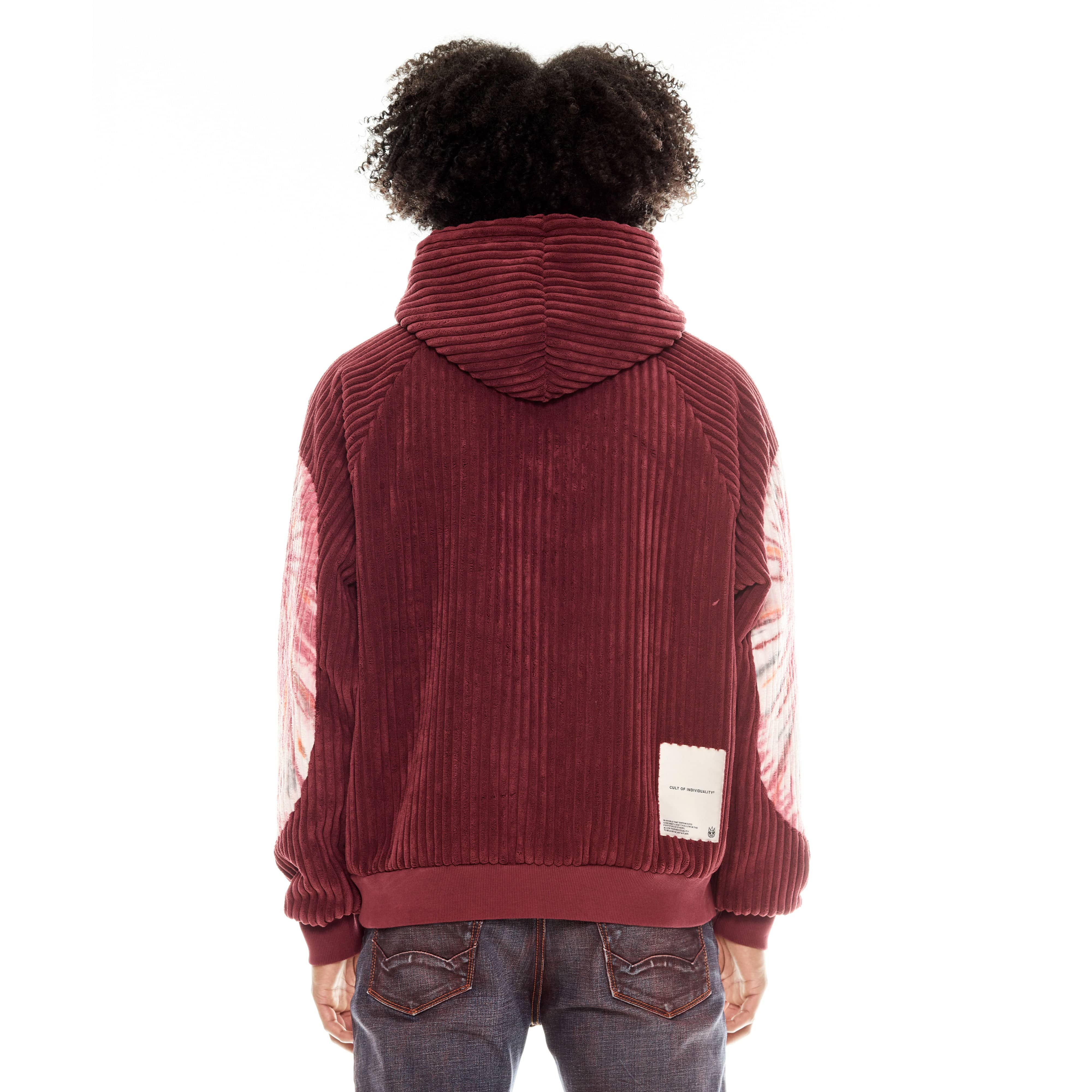 Cult's Burgundy Tye Dye Pullover Sweatshirt in Vintage Merlot - Image 4