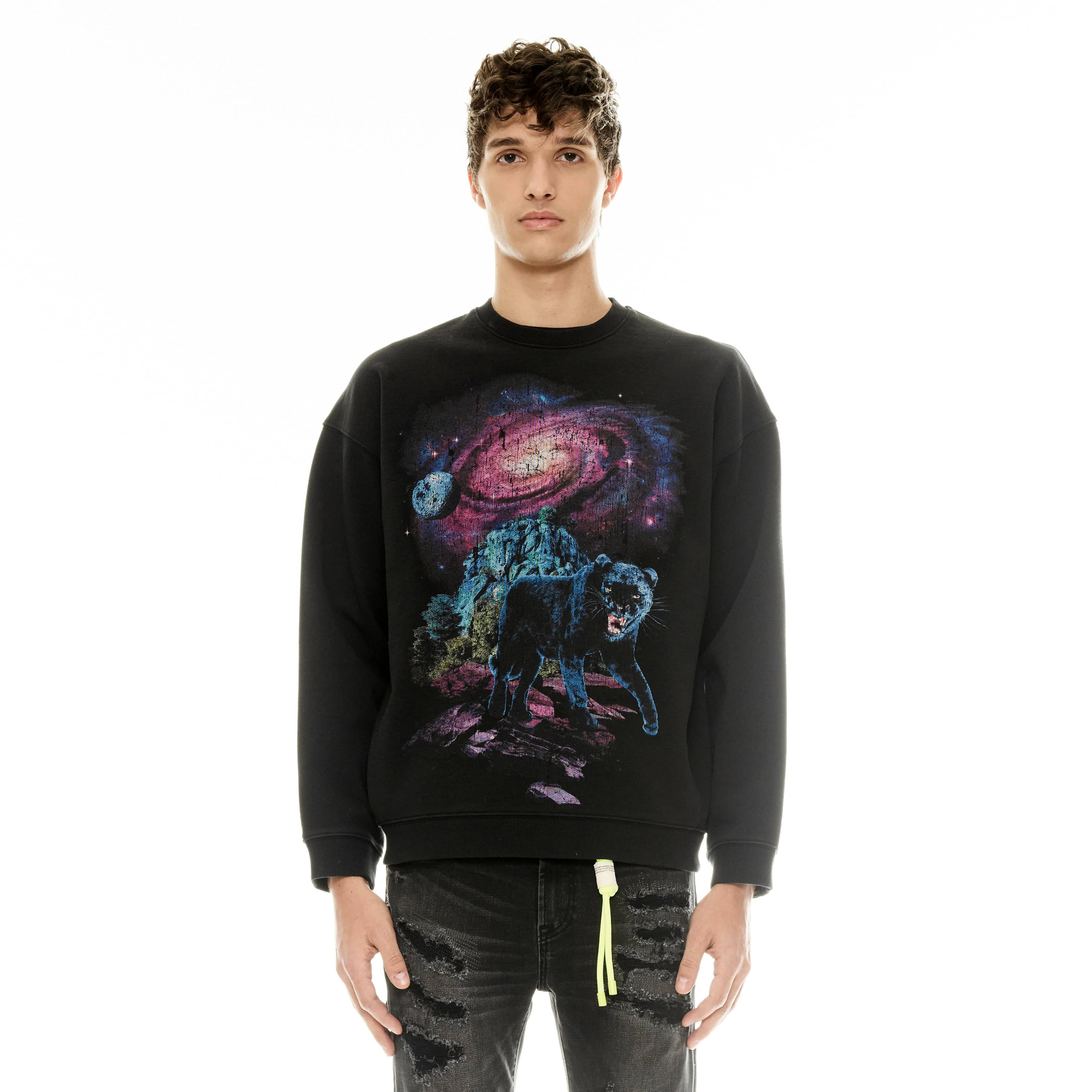 Cult's Crew Neck Fleece Sweater in Pirate Black - Image 2