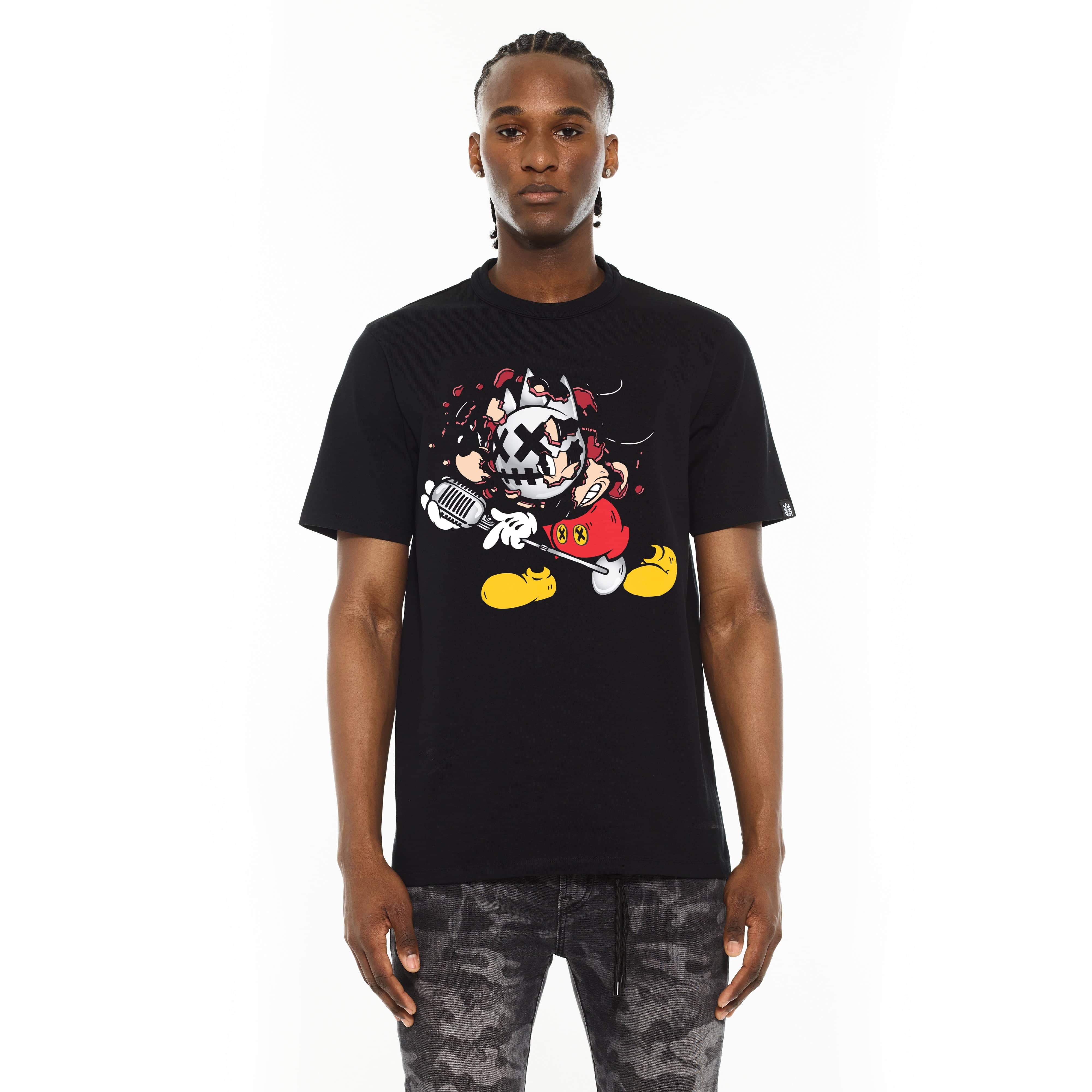 Cult's Crew Neck T - Microphone in Black - Image 3