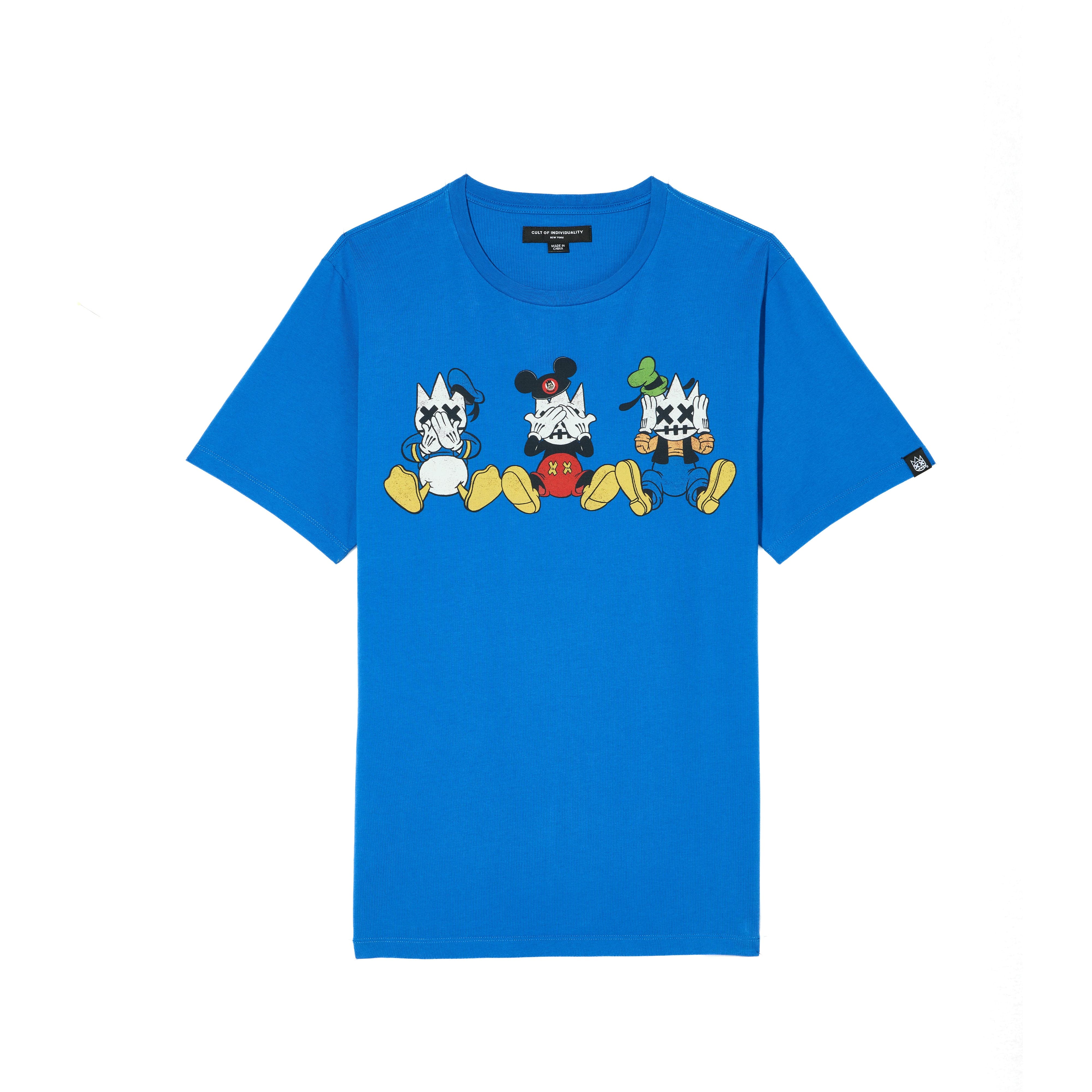Cult's Crew Neck T - See, Speak, Hear No Evil in Lapis Blue