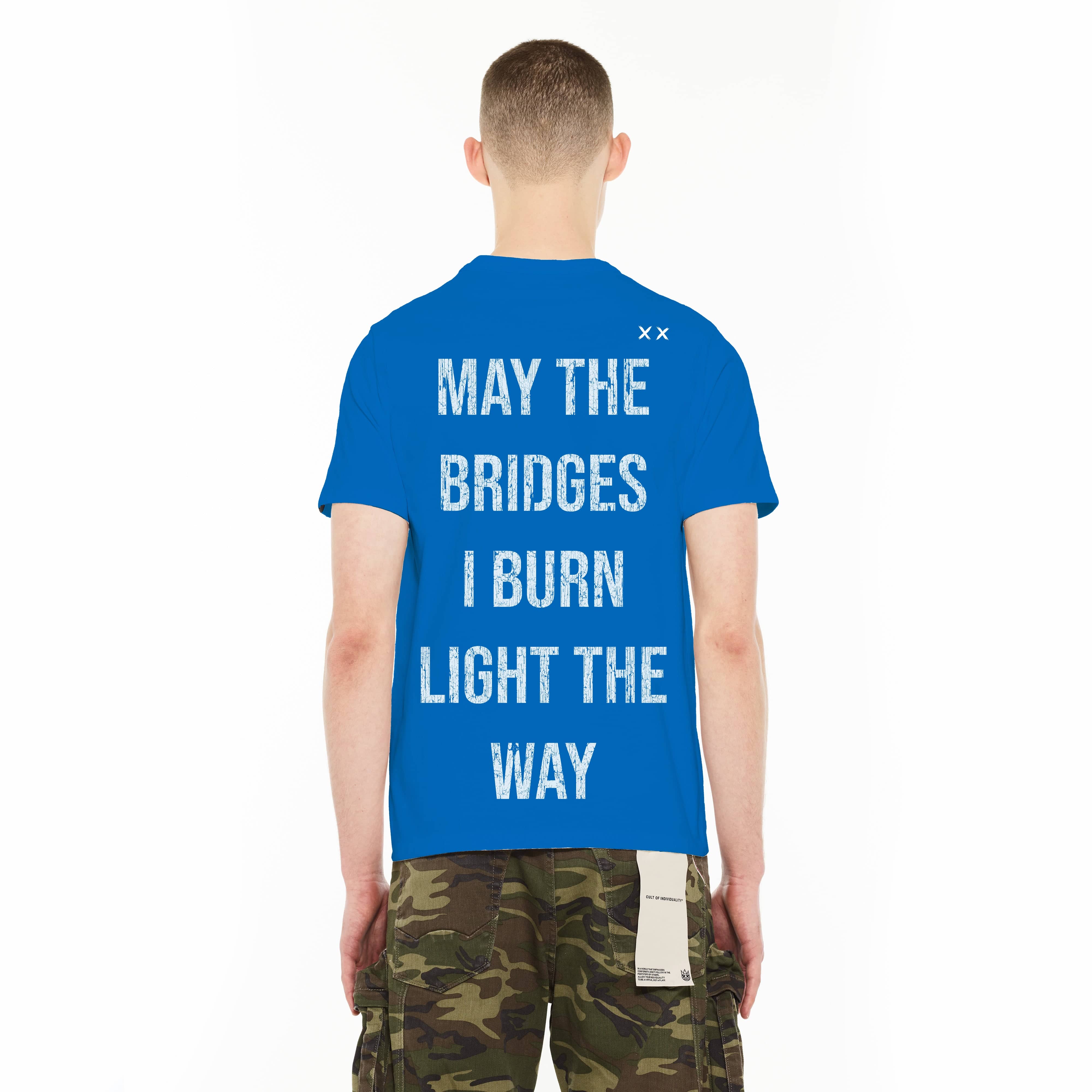 Cult's Crew Neck T - See, Speak, Hear No Evil in Lapis Blue - Image 2