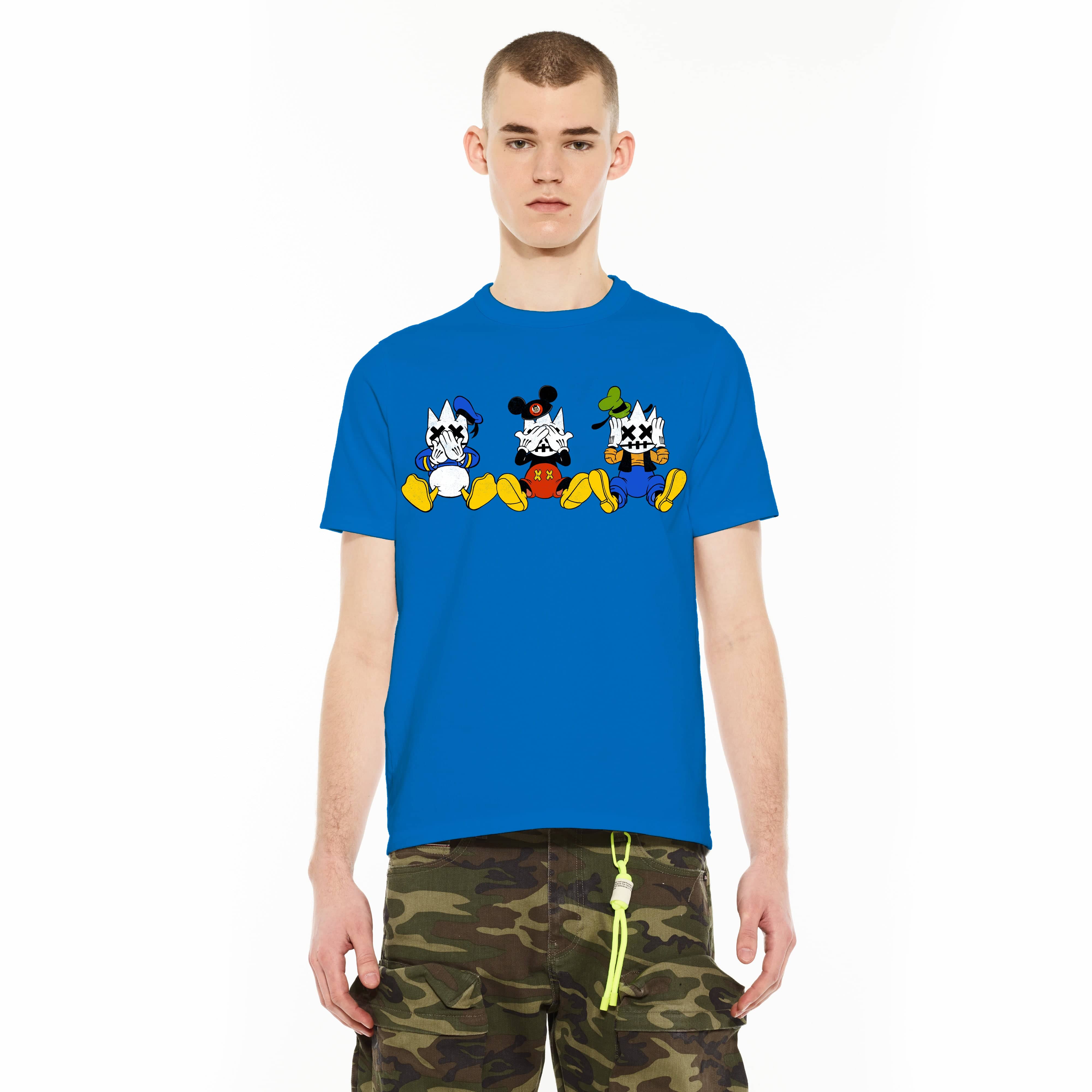 Cult's Crew Neck T - See, Speak, Hear No Evil in Lapis Blue - Image 3