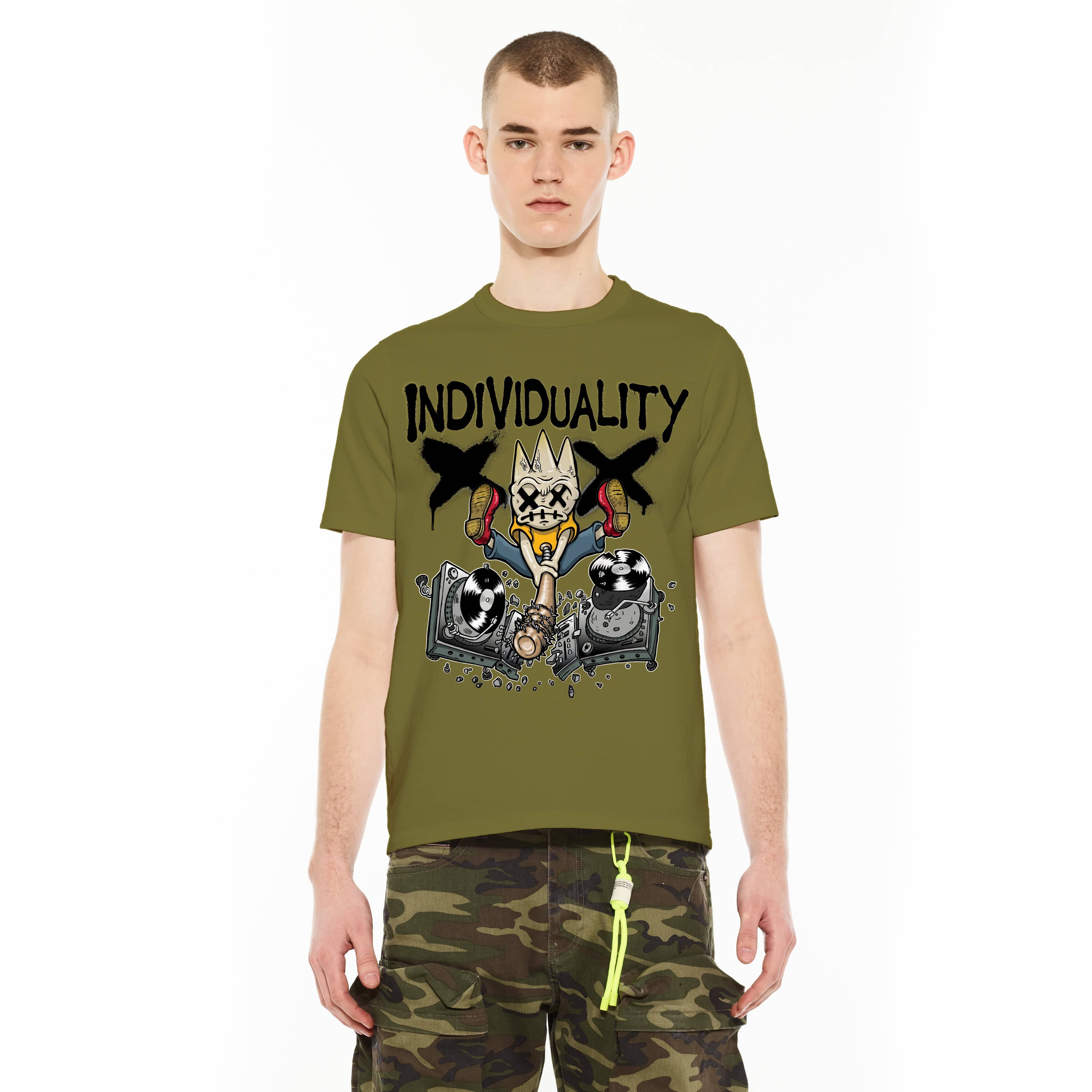 Cult's Crew Neck Tee - Turntables in Olive - Image 2