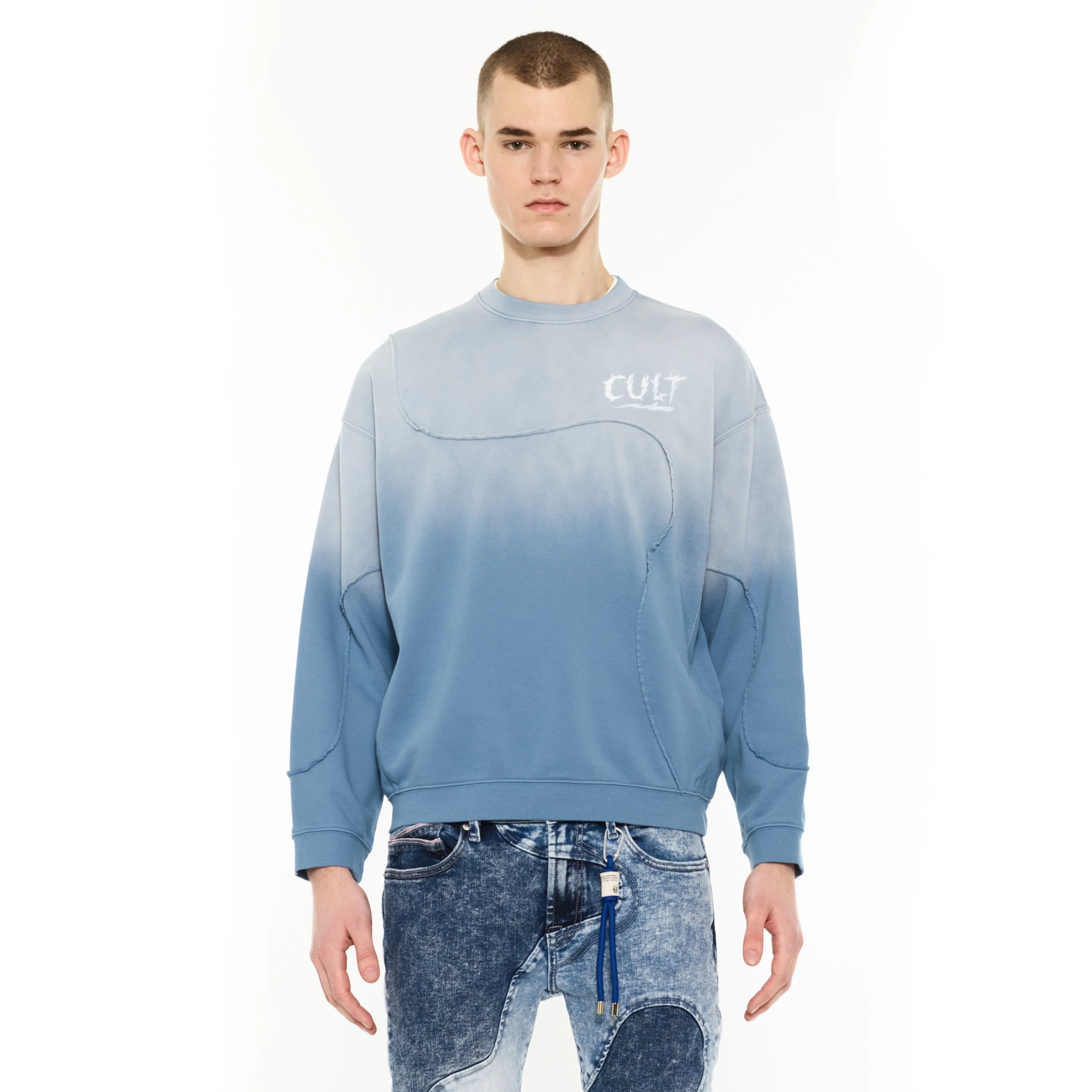 Cult's Crew Novelty Sweatshirt in Blue Steel - Image 2