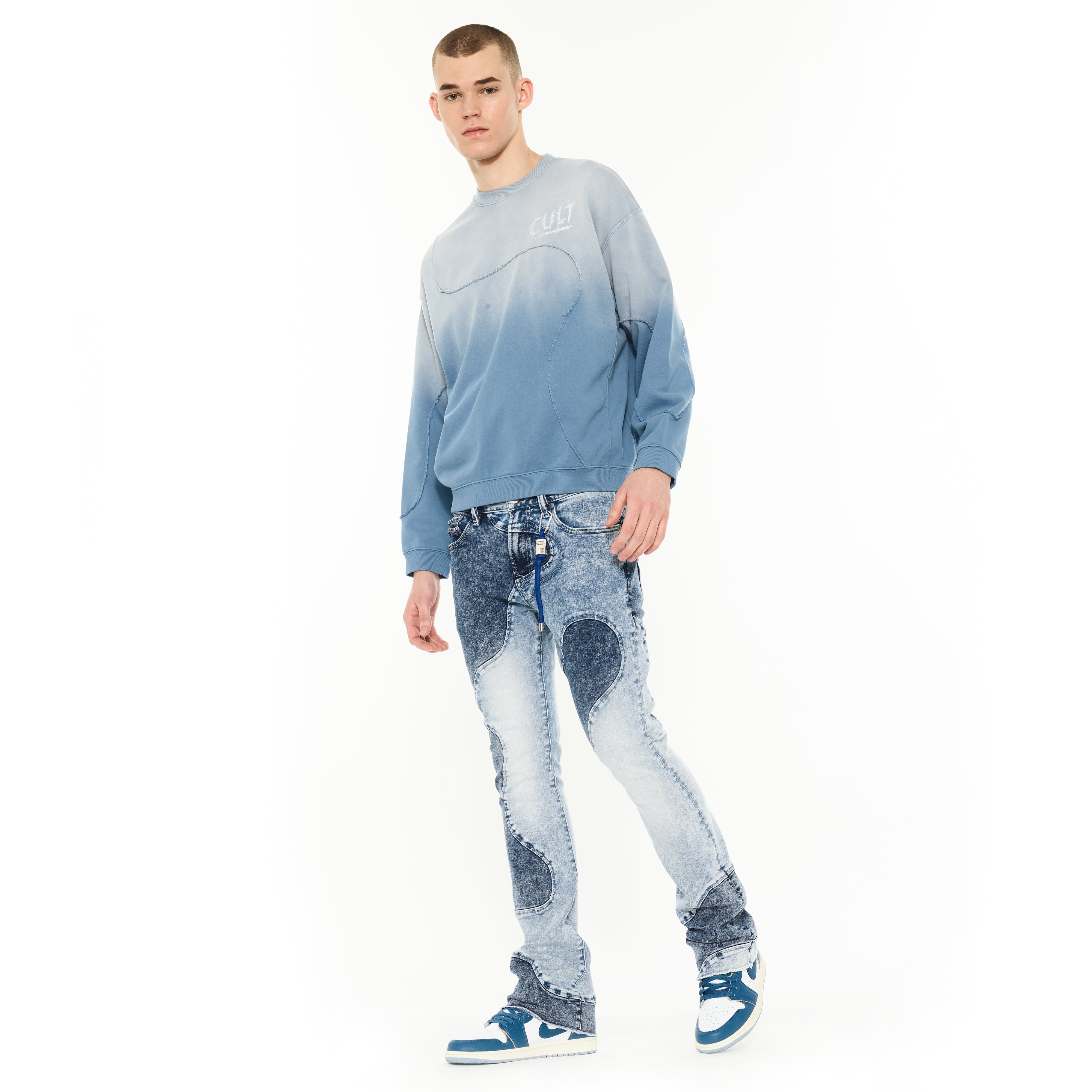 Cult's Crew Novelty Sweatshirt in Blue Steel - Image 4