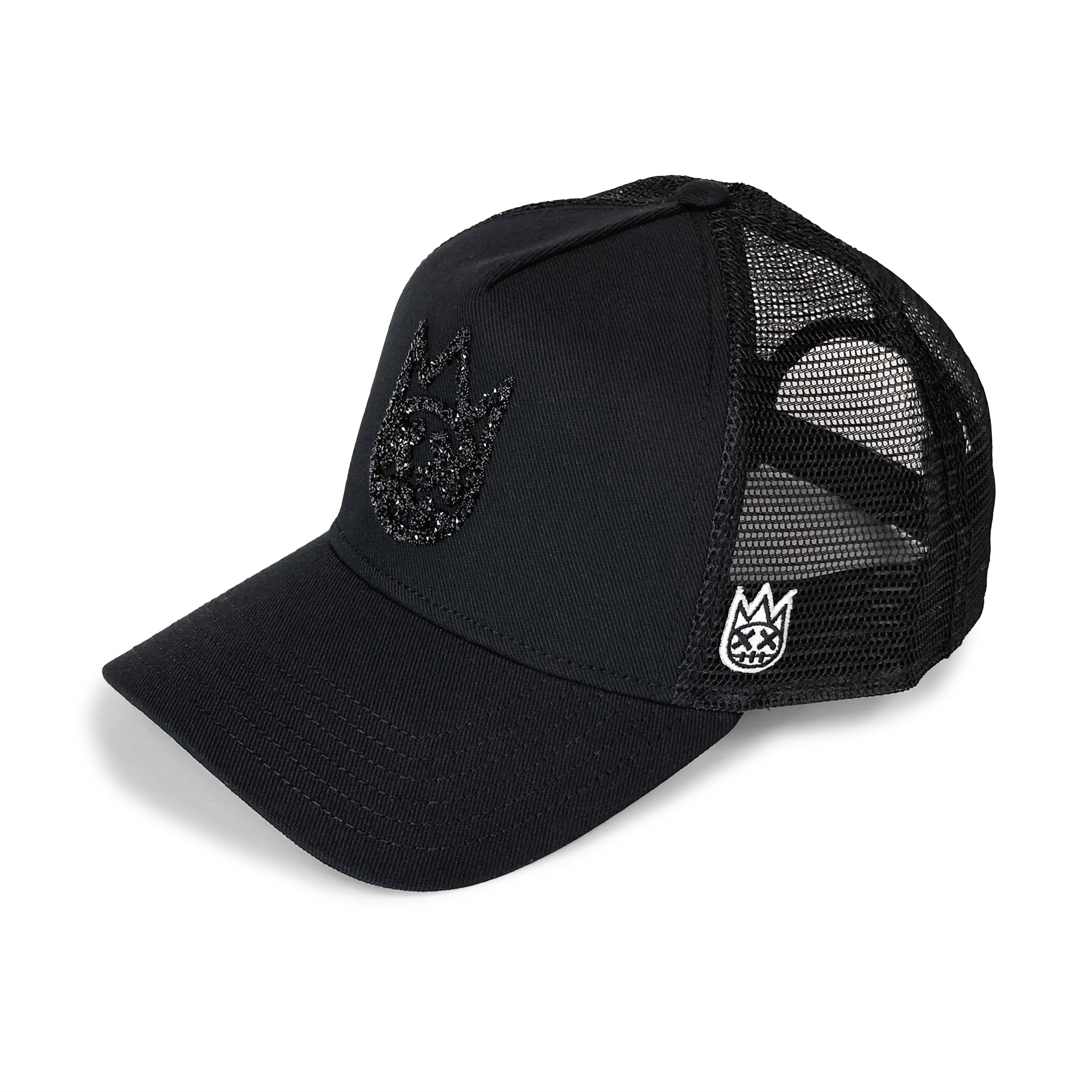 Cult's Crystal Logo Mesh Back Trucker Hat in Black - Image 2