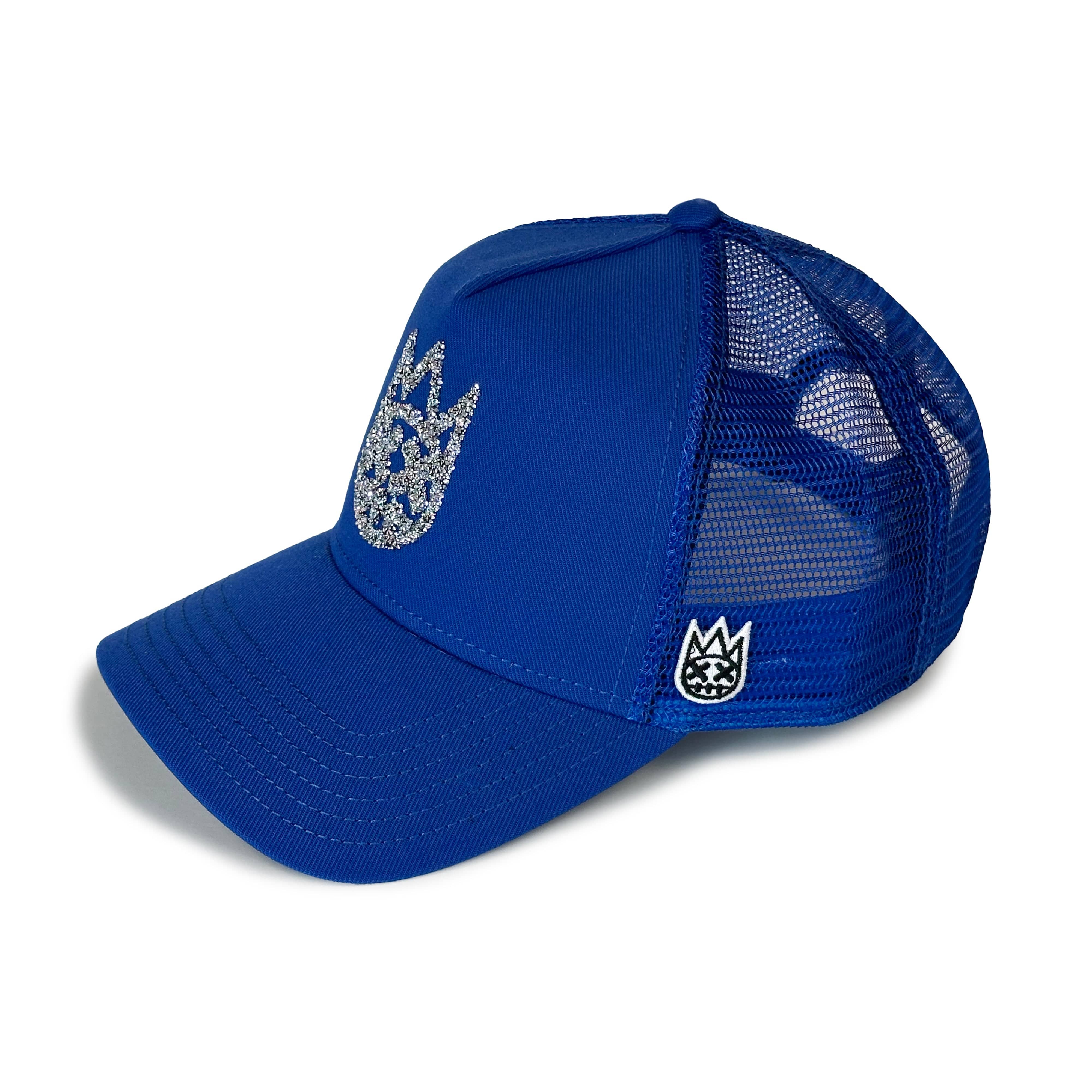 Cult's Crystal Logo Mesh Back Trucker Hat in Blue - Image 2