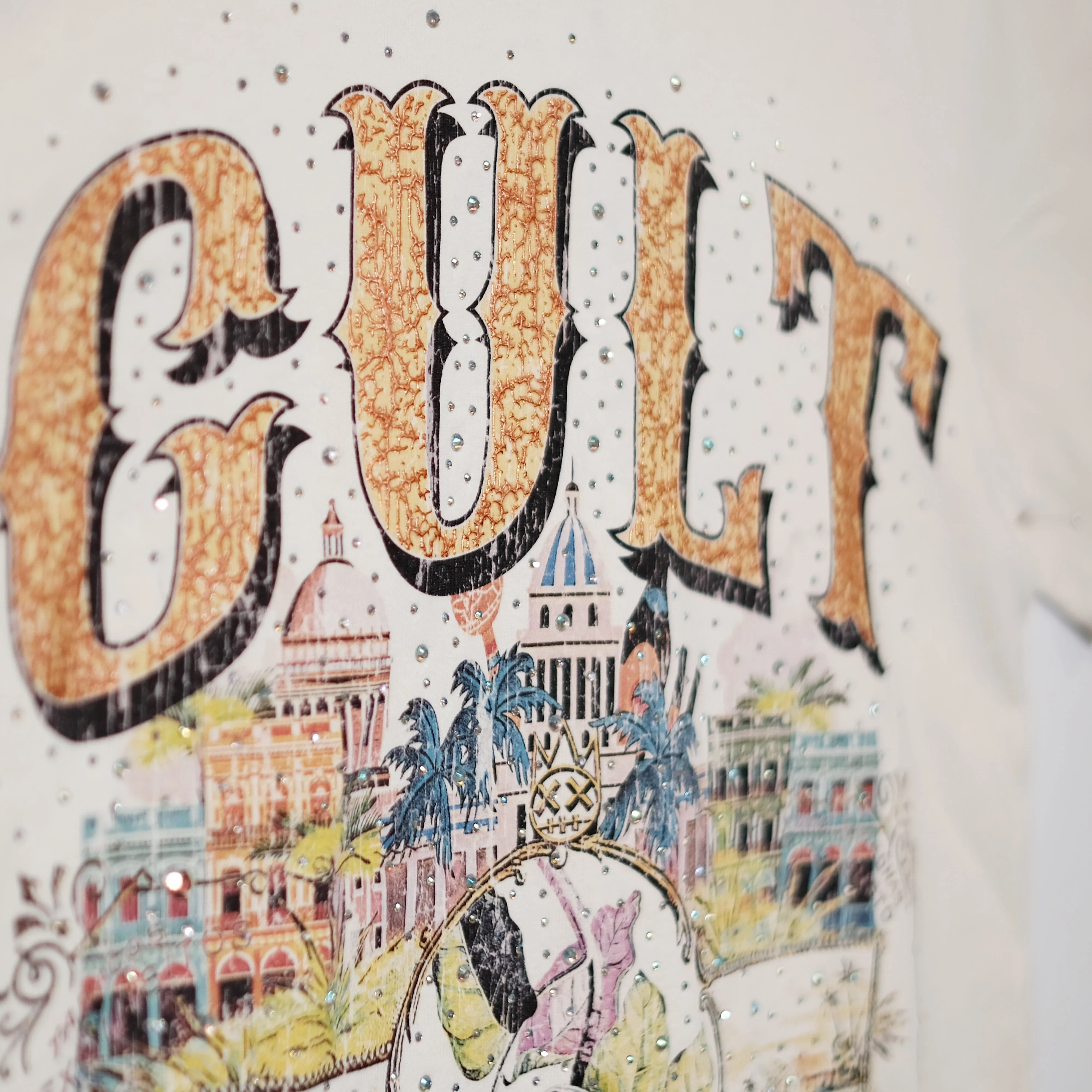 Cult's Crystallized Limited Edition Heavyweight Short Sleeve Crew Neck Tee "Cuba" in Winter White - Image 3