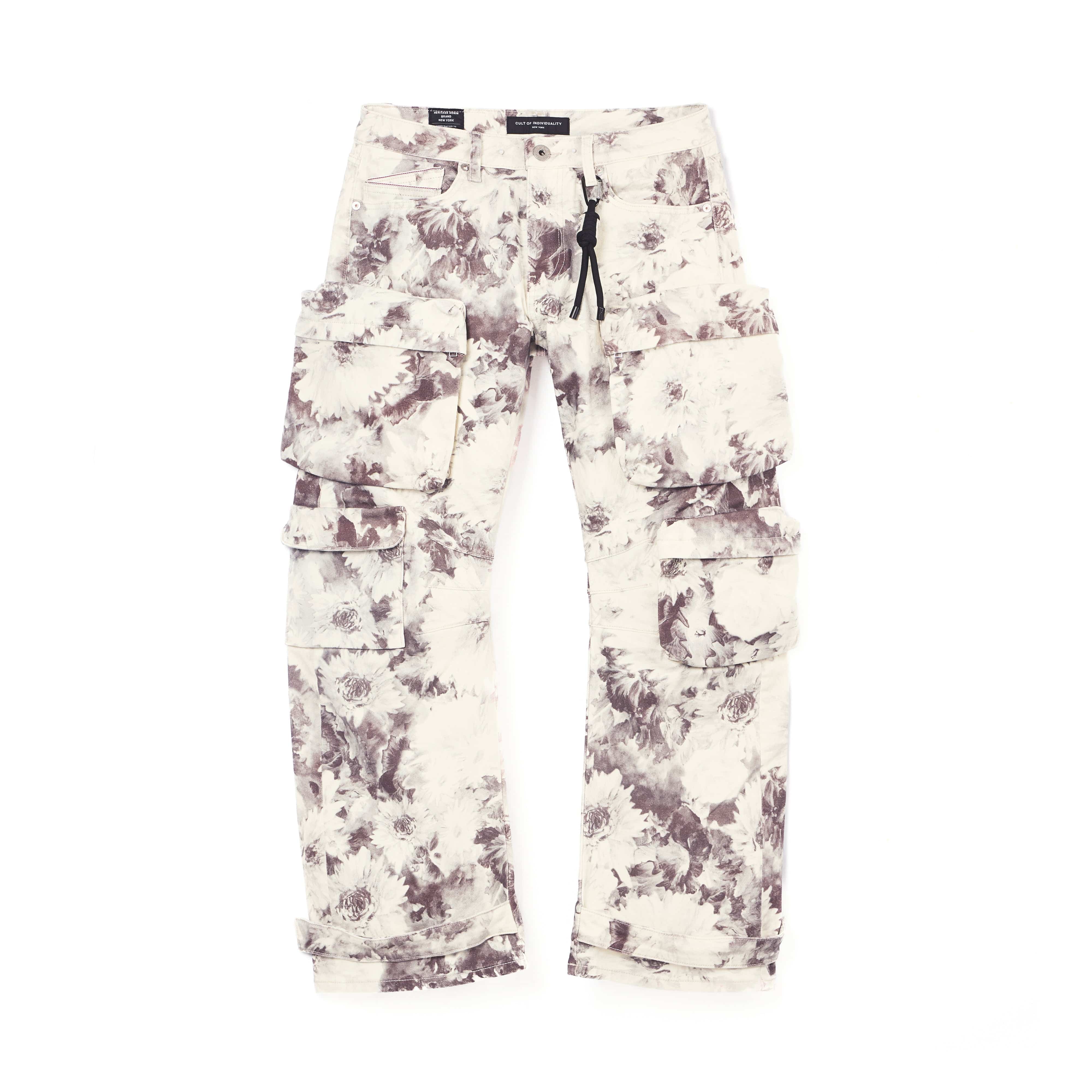 Cult's Grunge Baggy Cargo 610 Jeans in Floral Print