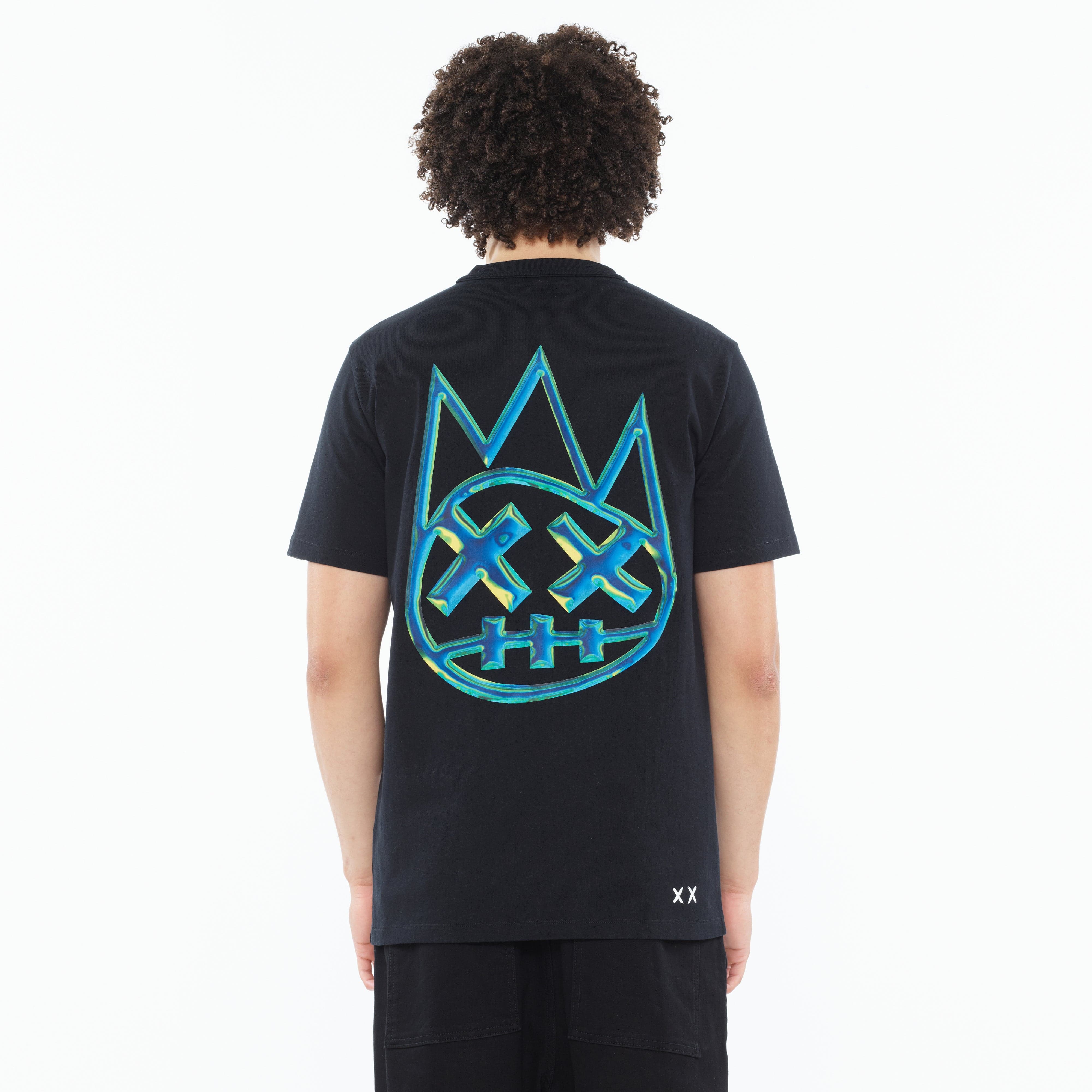 Cult's Heavyweight Short Sleeve Crew Neck Tee "Bubble Logo" in Black - Image 3