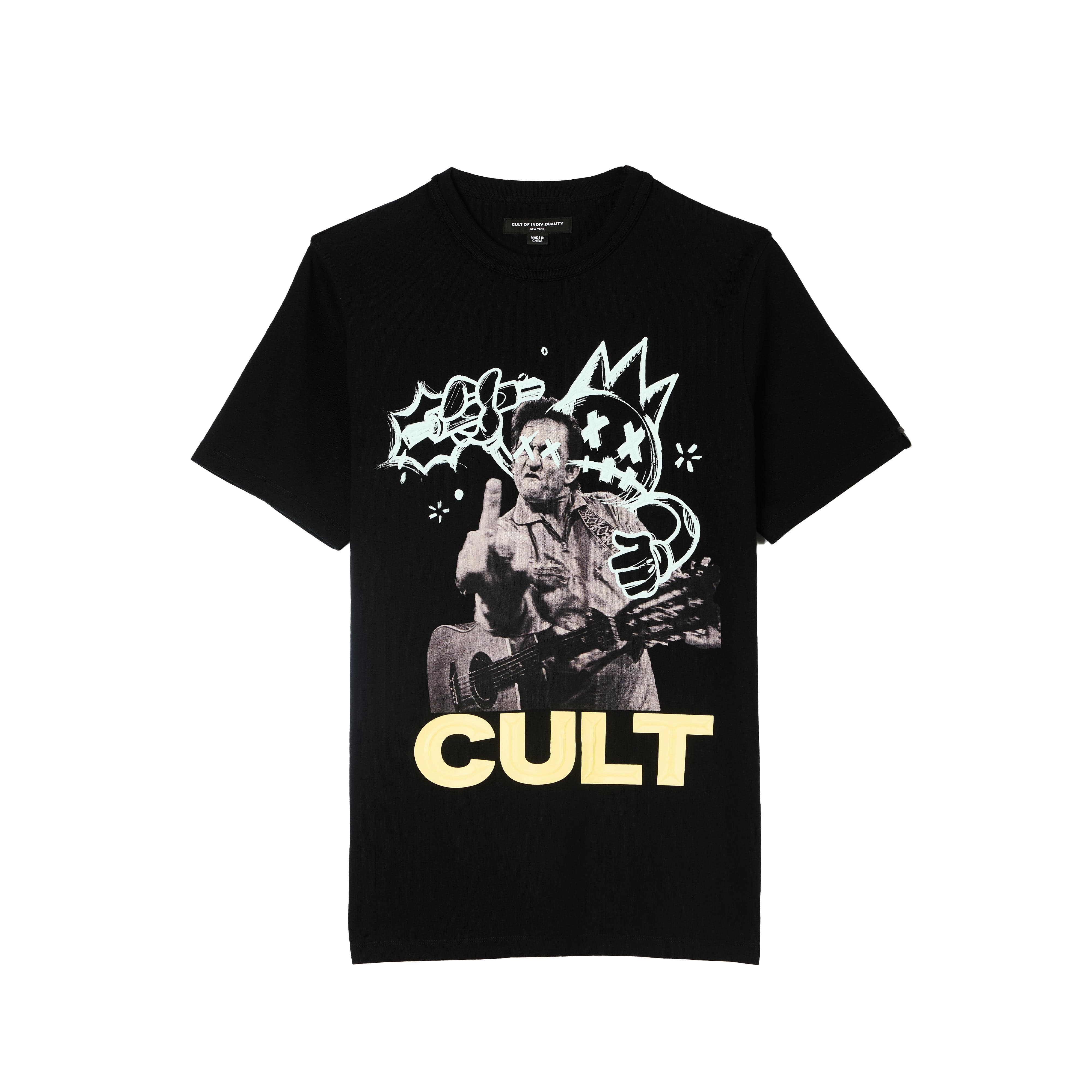 Cult's Heavyweight Short Sleeve Crew Neck Tee "Cash" in Black