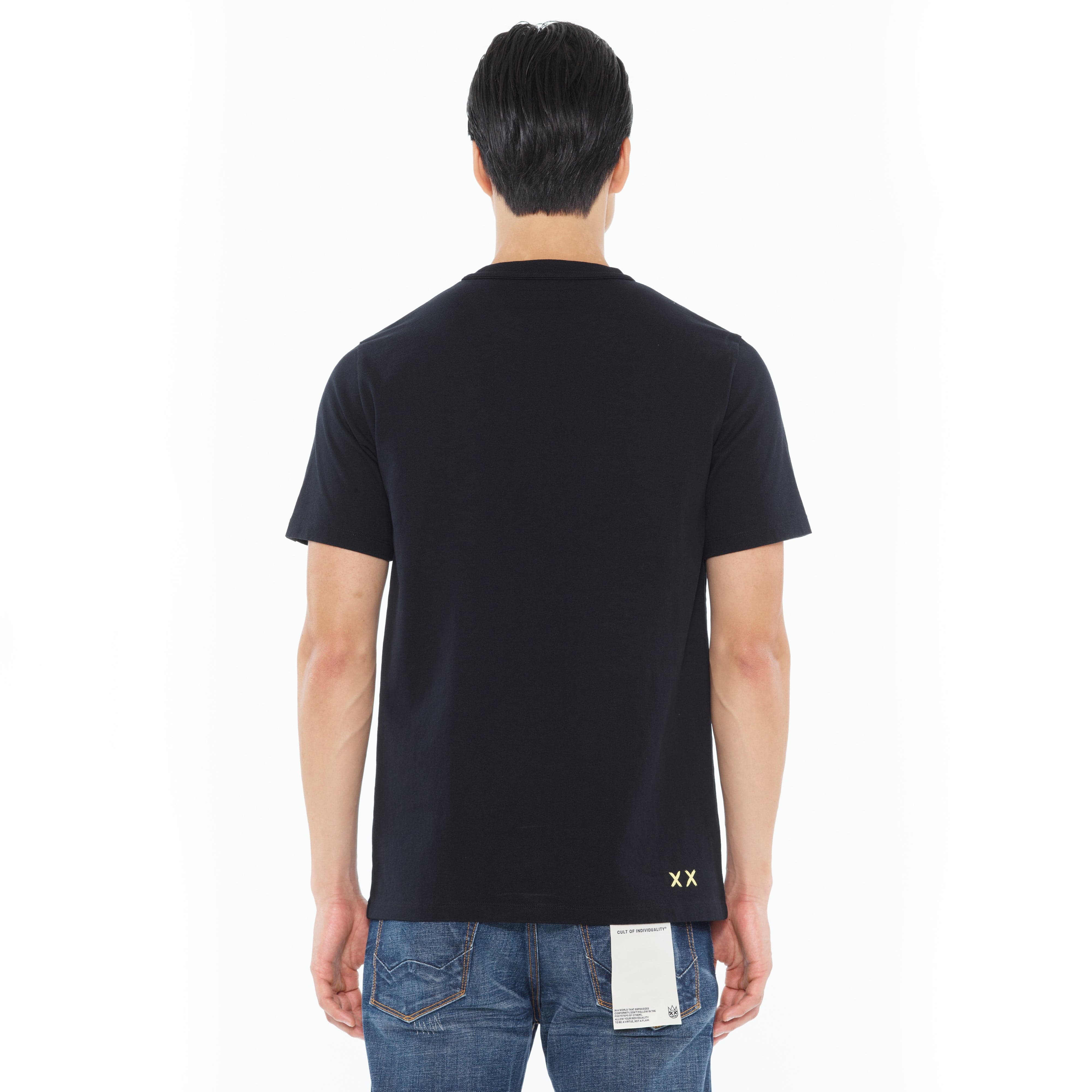 Cult's Heavyweight Short Sleeve Crew Neck Tee "Cash" in Black - Image 3
