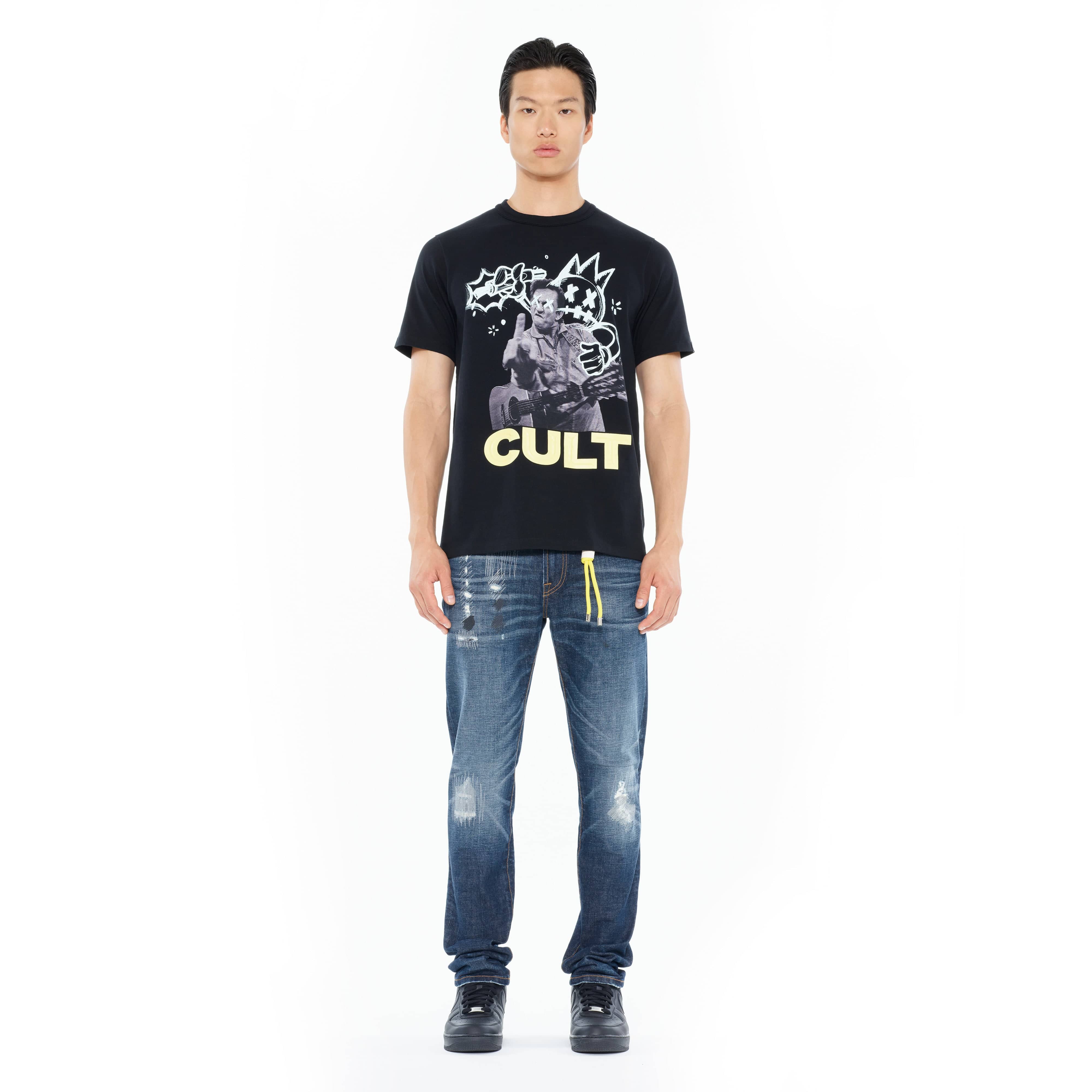 Cult's Heavyweight Short Sleeve Crew Neck Tee "Cash" in Black - Image 4